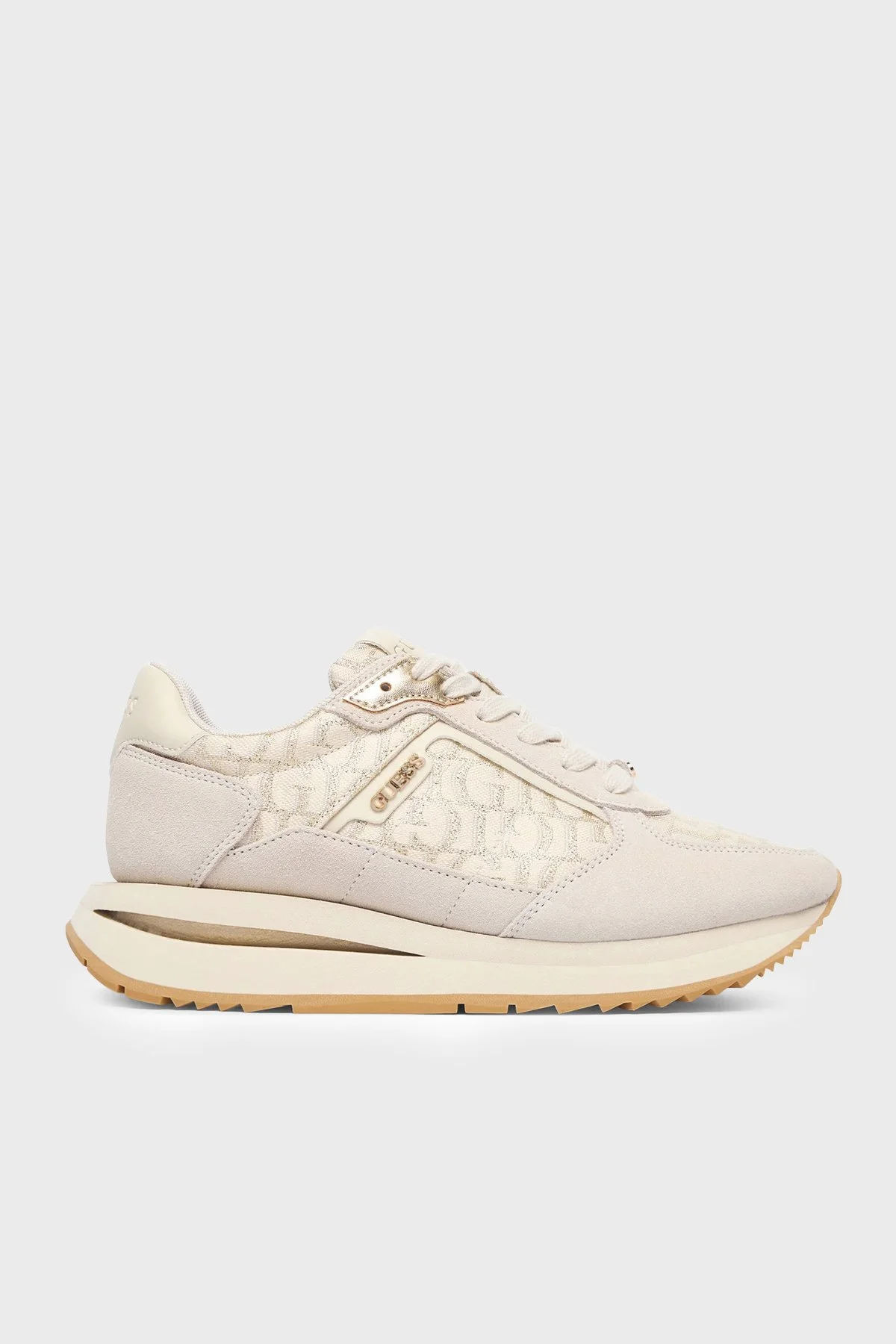 Guess Energy Deri Karışımlı Sneaker FLTEG5LEA12 Kadın Ayakkabı FLTEG5 LEA12 OFFWH Beyaz - 1