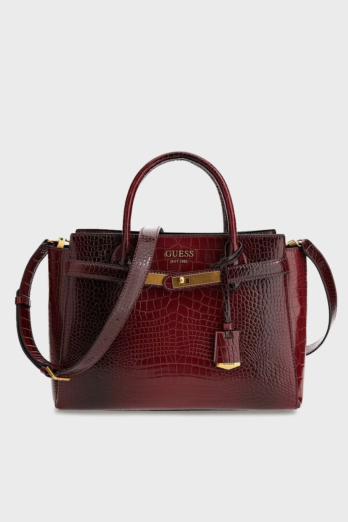 Guess Enisa Timsah Derisi Desenli Çıkarılabilir Uzatma Askılı Bayan Çanta HWCH8421060 MER BORDO - 1