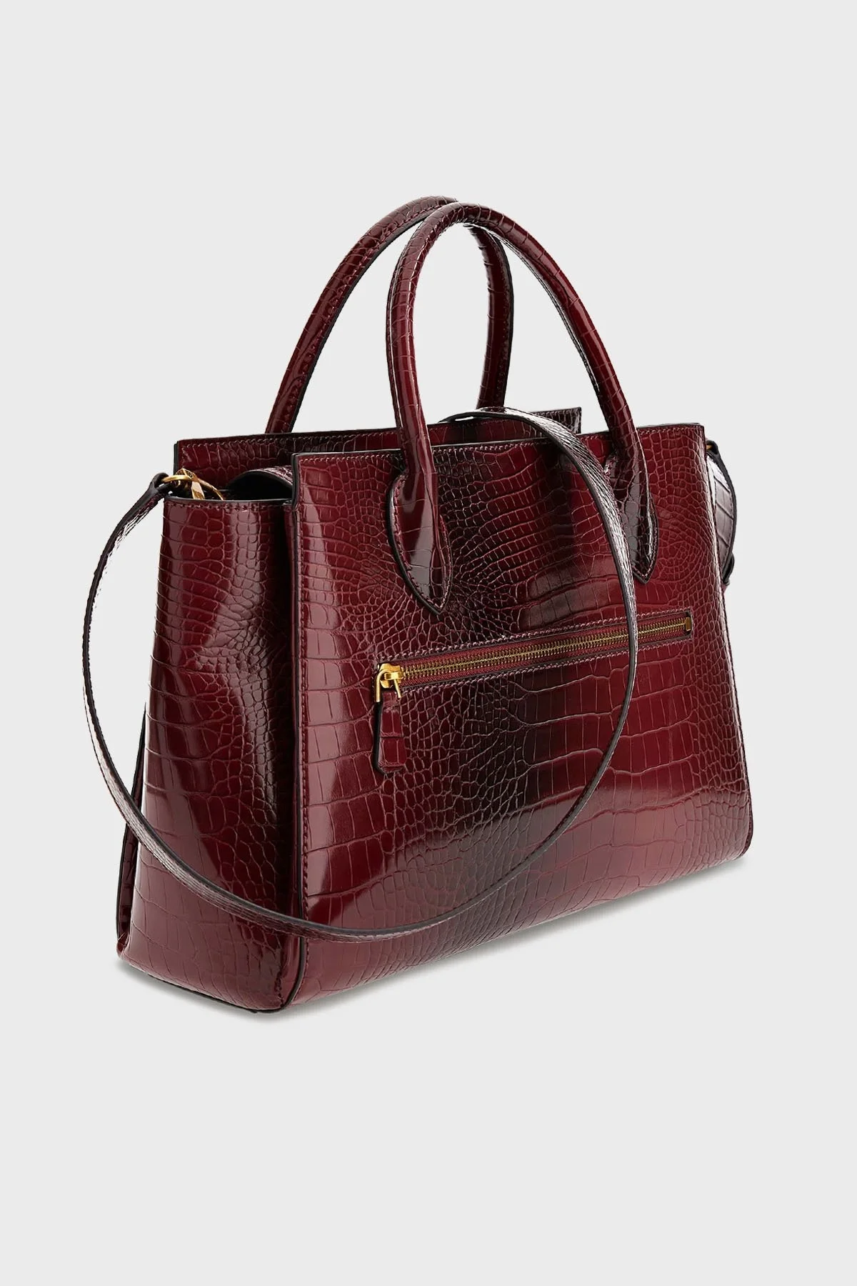 Guess Enisa Timsah Derisi Desenli Çıkarılabilir Uzatma Askılı Bayan Çanta HWCH8421060 MER BORDO - 4