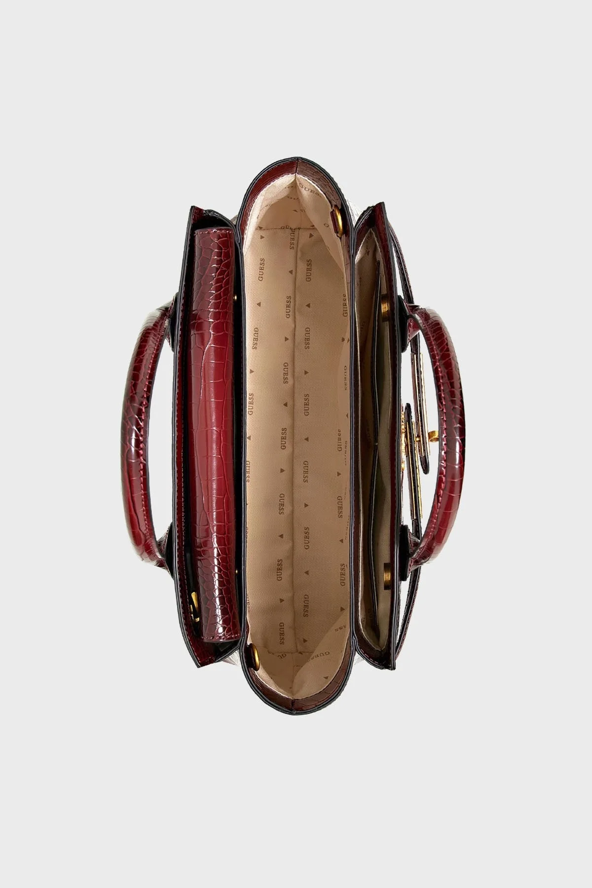 Guess Enisa Timsah Derisi Desenli Çıkarılabilir Uzatma Askılı Bayan Çanta HWCH8421060 MER BORDO - 5