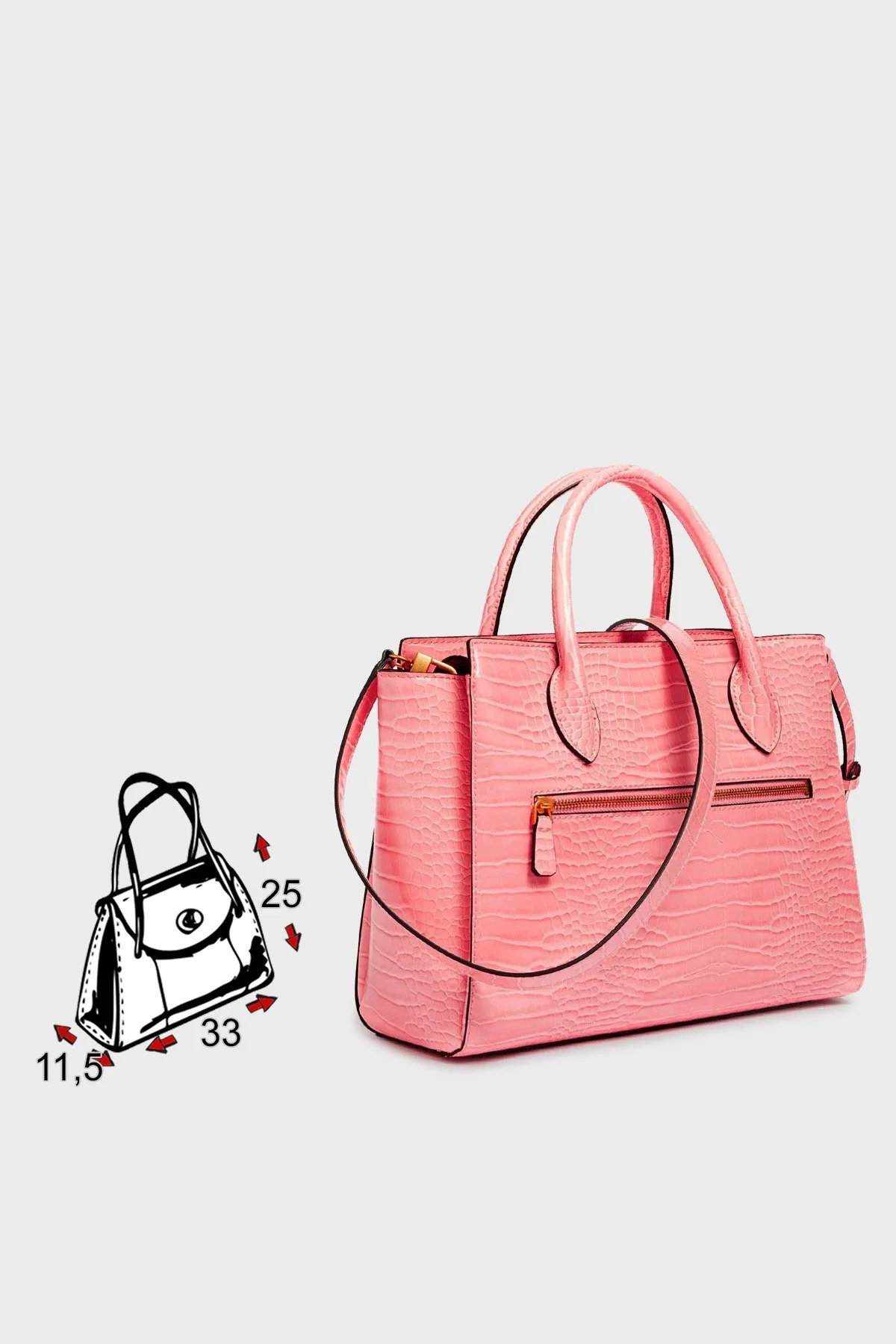 Guess Enisa Timsah Desenli Çıkarılabilir Omuz Askılı Bayan Çanta HWCA8421060 COR MERCAN - 5