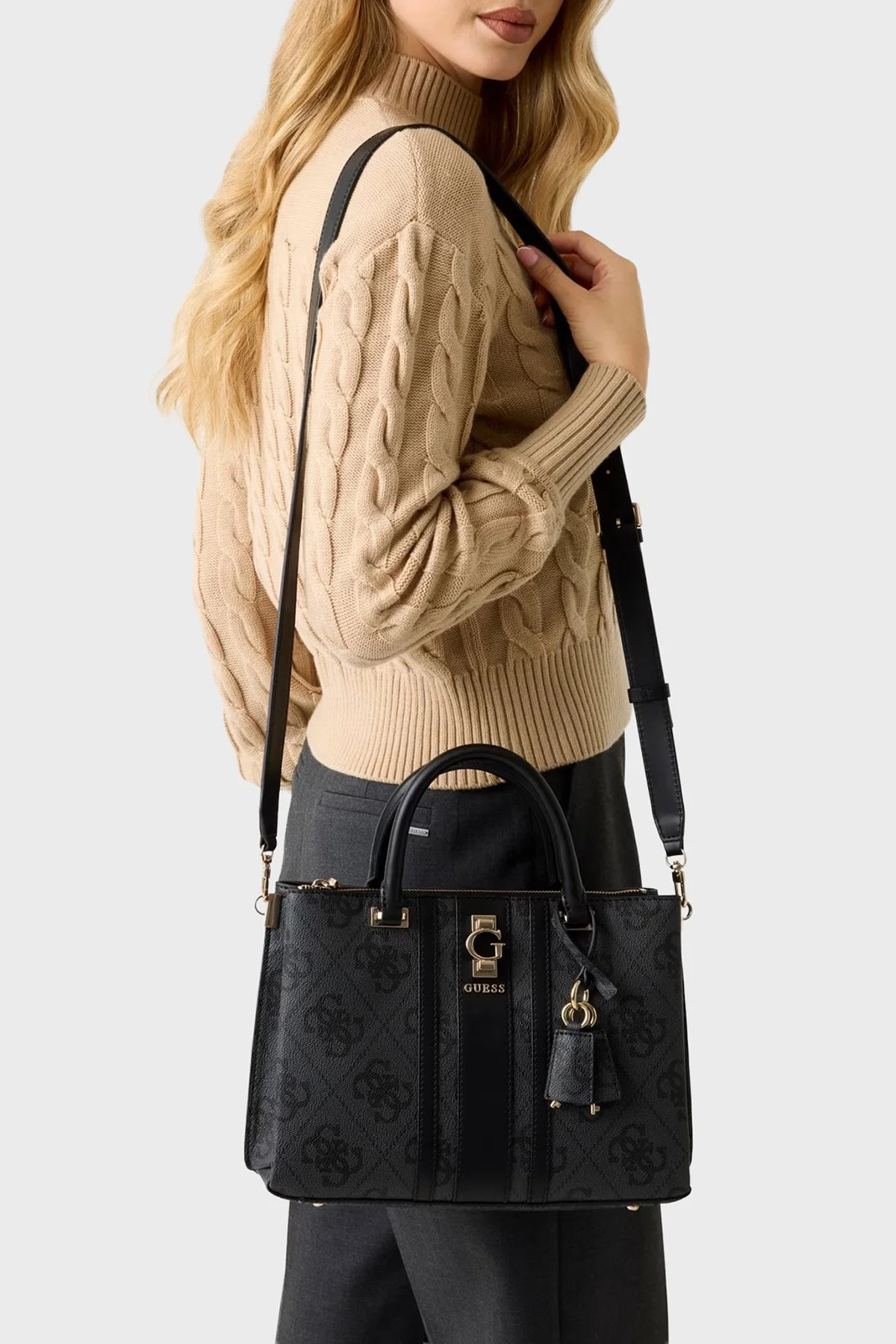 Guess Erenia 4G Logolu Çıkarılabilir Askılı HWSO7838060 Bayan Çanta HWSO78 38060 CLO ANTRASİT - 3