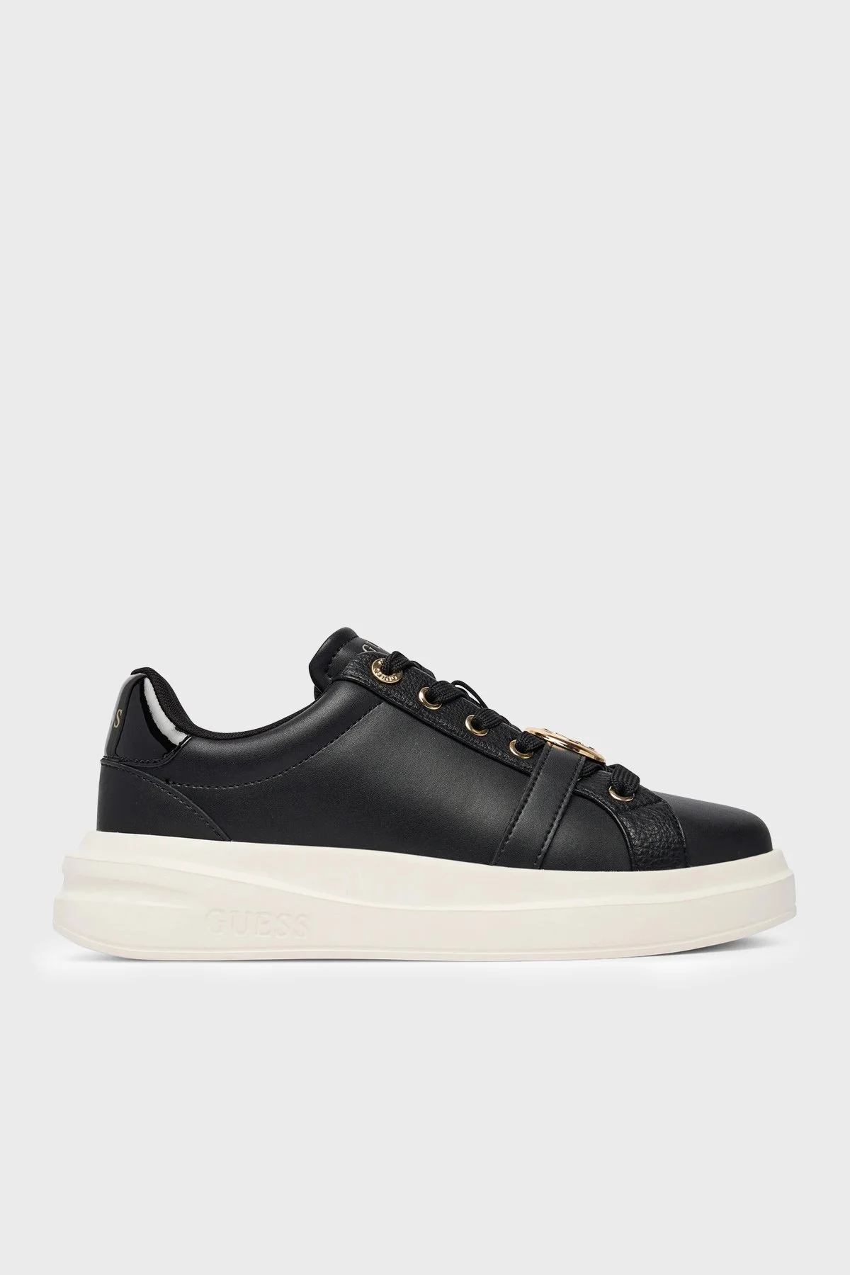 Guess Erizo Logolu Deri Sneaker FLFEZOLEA12 Kadın Ayakkabı FLFEZO LEA12 BLACK Siyah - 1
