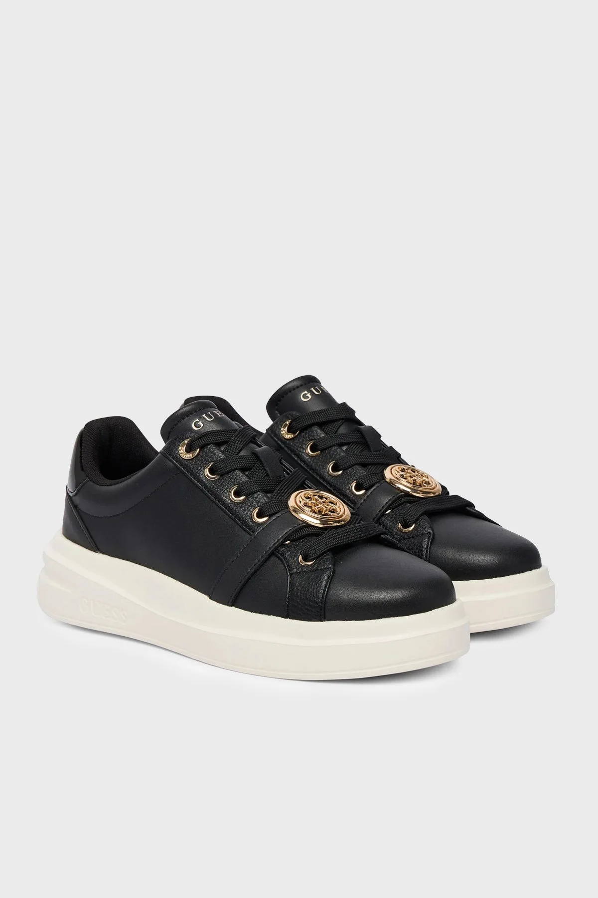 Guess Erizo Logolu Deri Sneaker FLFEZOLEA12 Kadın Ayakkabı FLFEZO LEA12 BLACK Siyah - 2