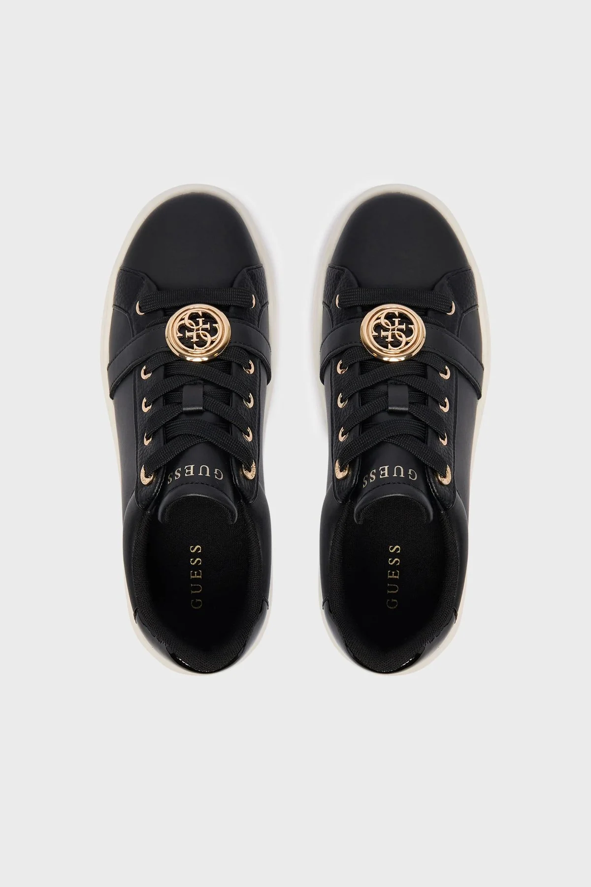 Guess Erizo Logolu Deri Sneaker FLFEZOLEA12 Kadın Ayakkabı FLFEZO LEA12 BLACK Siyah - 5
