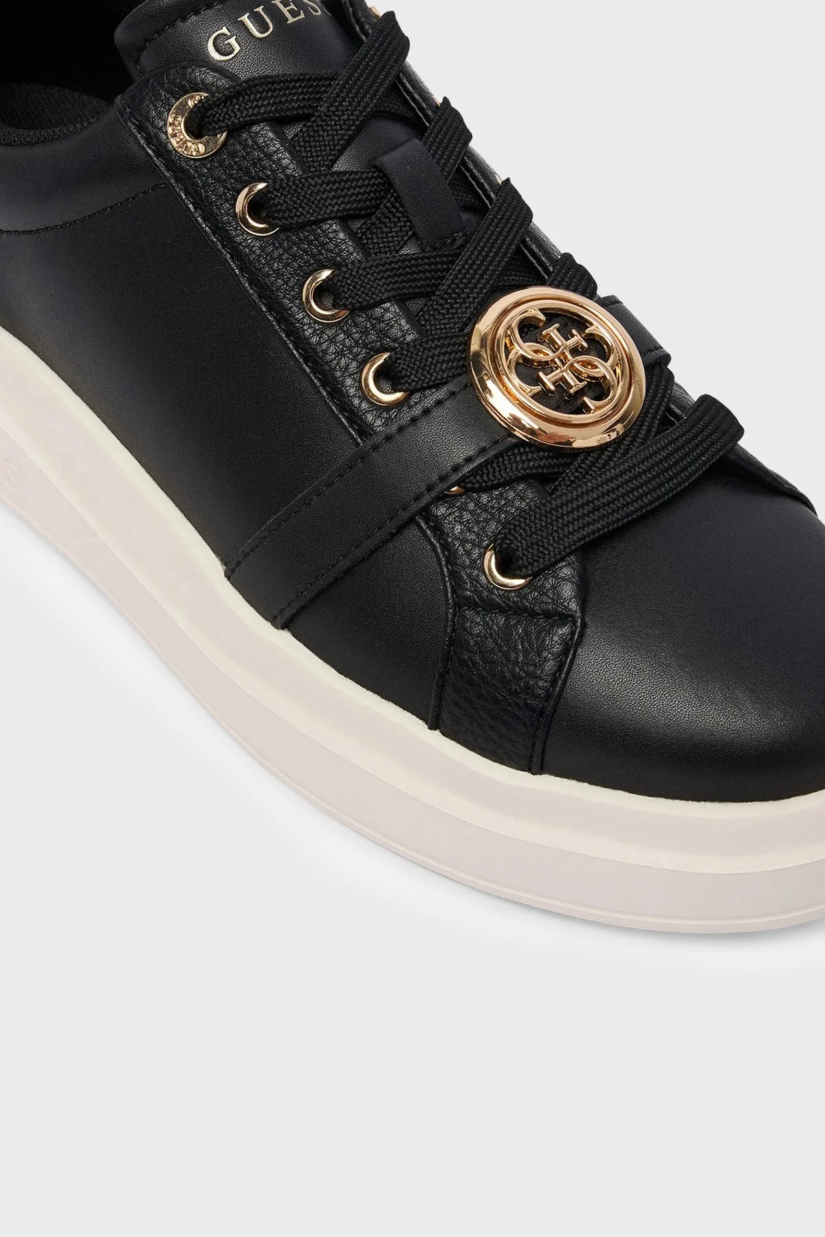 Guess Erizo Logolu Deri Sneaker FLFEZOLEA12 Kadın Ayakkabı FLFEZO LEA12 BLACK Siyah - 6