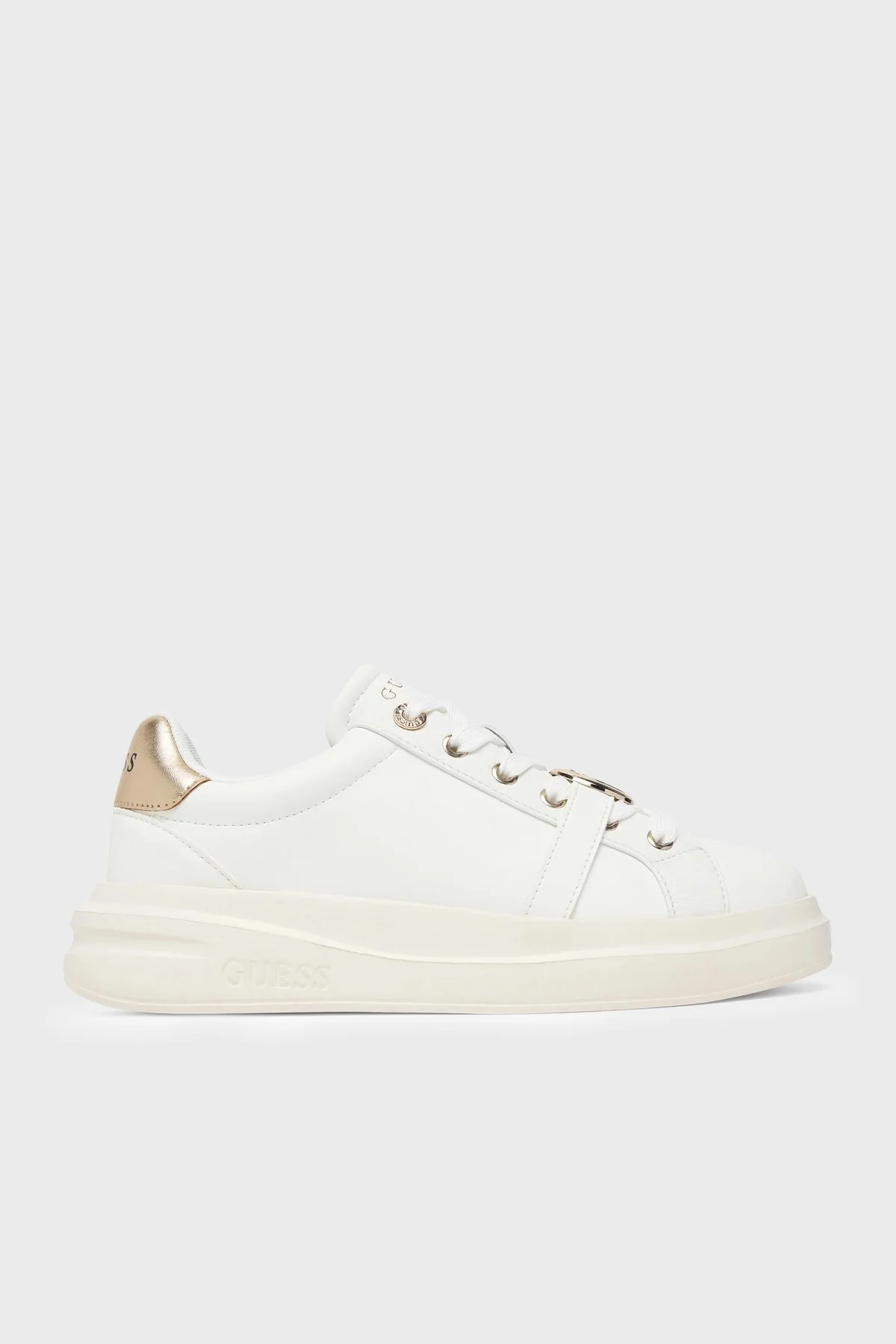 Guess Erizo Logolu Deri Sneaker FLFEZOLEA12 Kadın Ayakkabı FLFEZO LEA12 WHIPL Beyaz-gold - 1