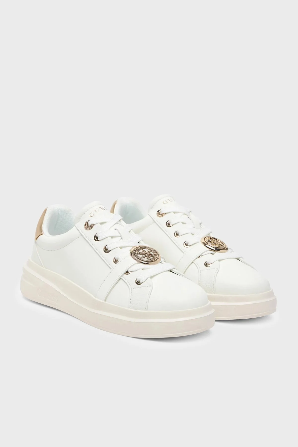 Guess Erizo Logolu Deri Sneaker FLFEZOLEA12 Kadın Ayakkabı FLFEZO LEA12 WHIPL Beyaz-gold - 2