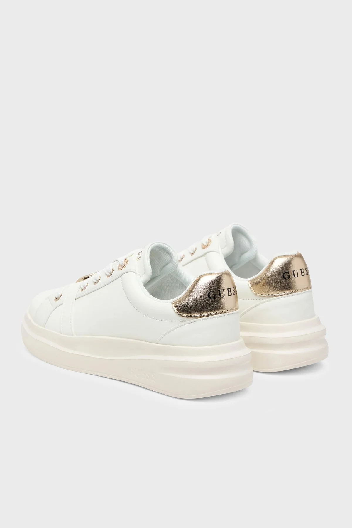 Guess Erizo Logolu Deri Sneaker FLFEZOLEA12 Kadın Ayakkabı FLFEZO LEA12 WHIPL Beyaz-gold - 3