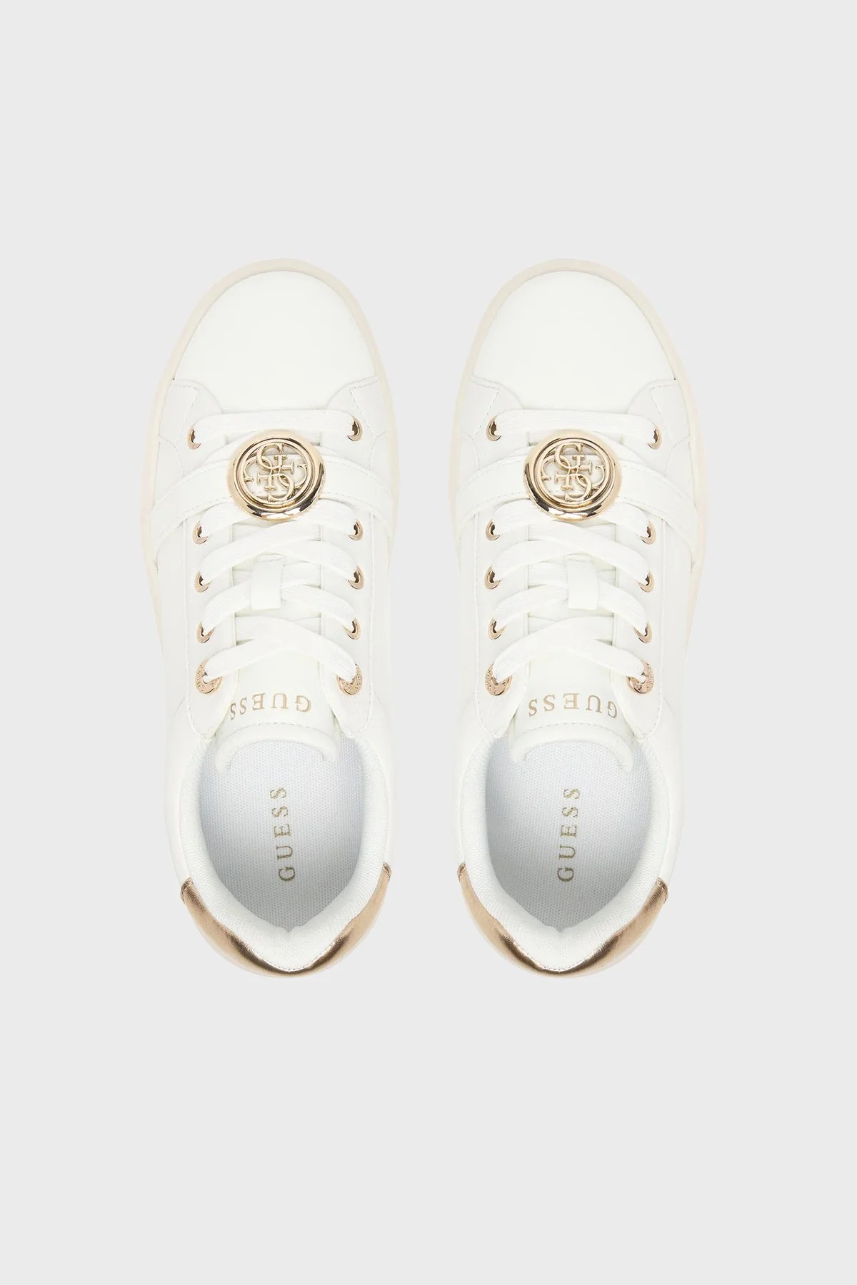 Guess Erizo Logolu Deri Sneaker FLFEZOLEA12 Kadın Ayakkabı FLFEZO LEA12 WHIPL Beyaz-gold - 5