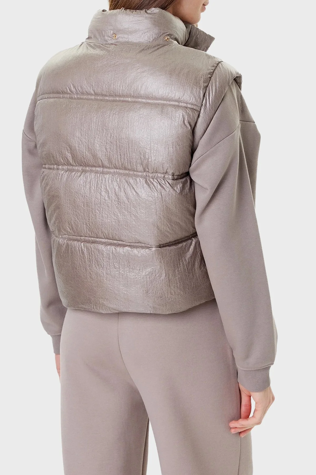 Guess Ernestine Regular Fit Çıkarılabilir Kapüşonlu Logolu Şişme W5YL11WHDO2 Bayan Yelek W5YL11 WHDO2 G1J1 GRİ - 7