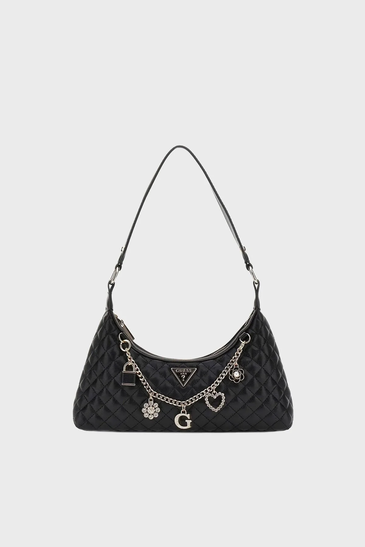 Guess Everlee Kapitoneli Taşlı Charm Detaylı Sabit Tutma Saplı HWEG8679180 Bayan Çanta HWEG86 79180 BLA SİYAH - 1