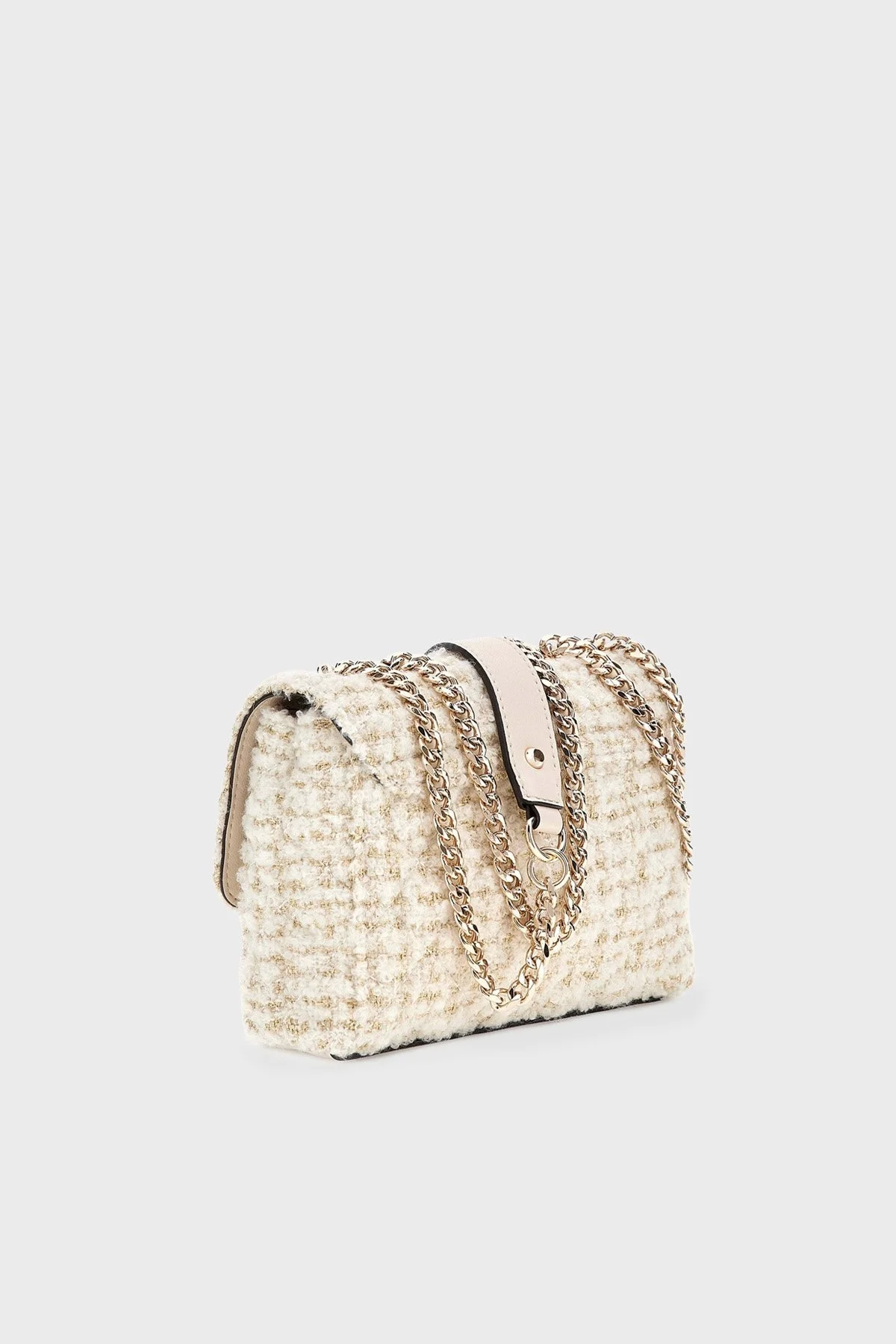 Guess Everlee Logolu Ayarlanabilir Zincir Askılı Tweed HWAT8679780 Bayan Çanta HWAT86 79780 IVO EKRU - 2