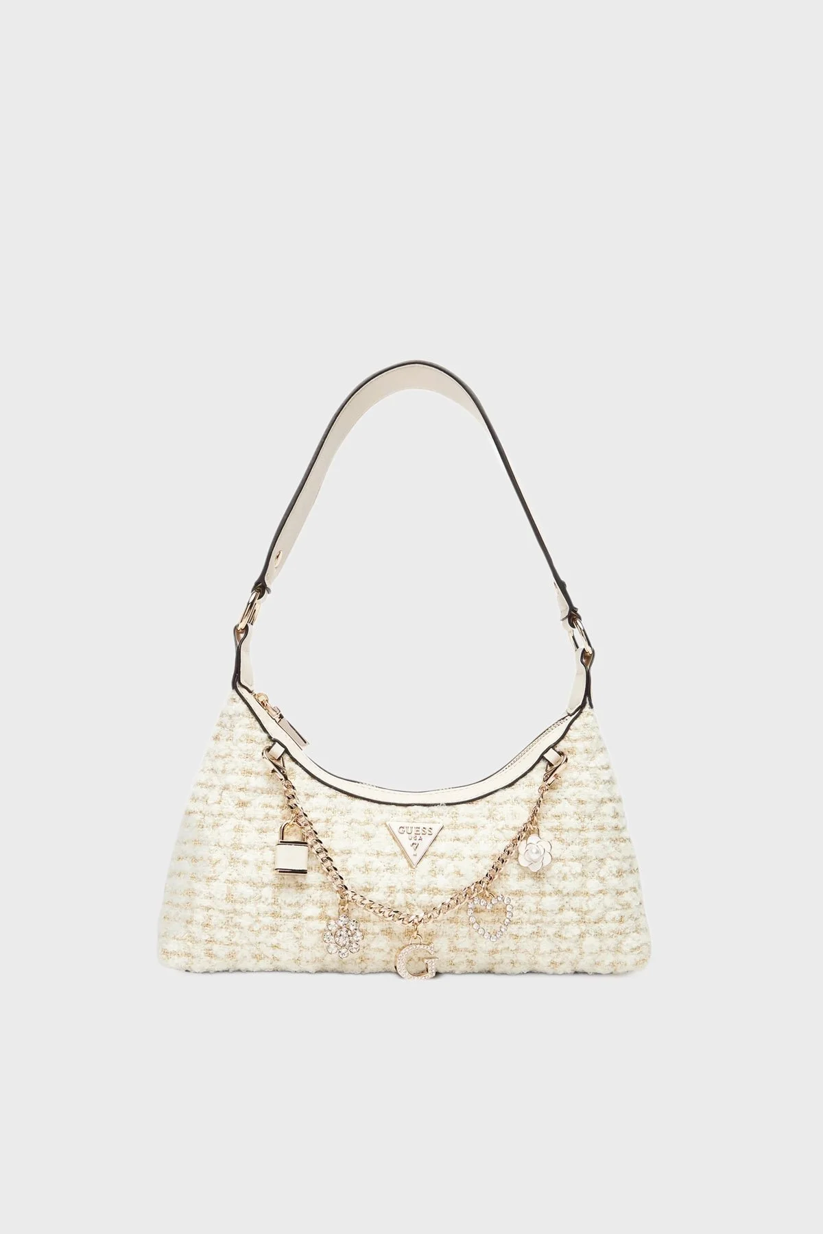 Guess Everlee Logolu Yün Karışımlı Tweed HWAT8679180 Bayan Çanta HWAT86 79180 IVO EKRU - 1