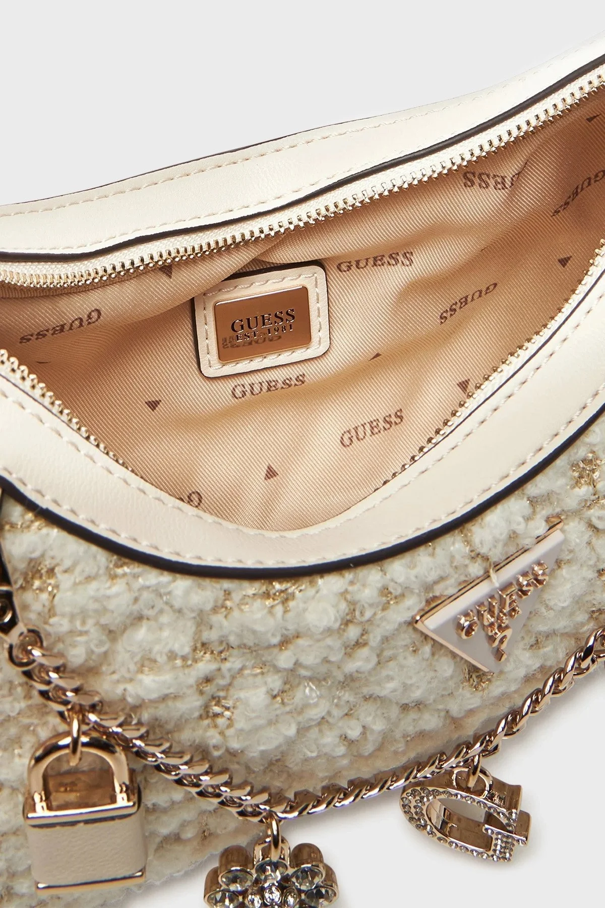 Guess Everlee Logolu Yün Karışımlı Tweed HWAT8679180 Bayan Çanta HWAT86 79180 IVO EKRU - 3