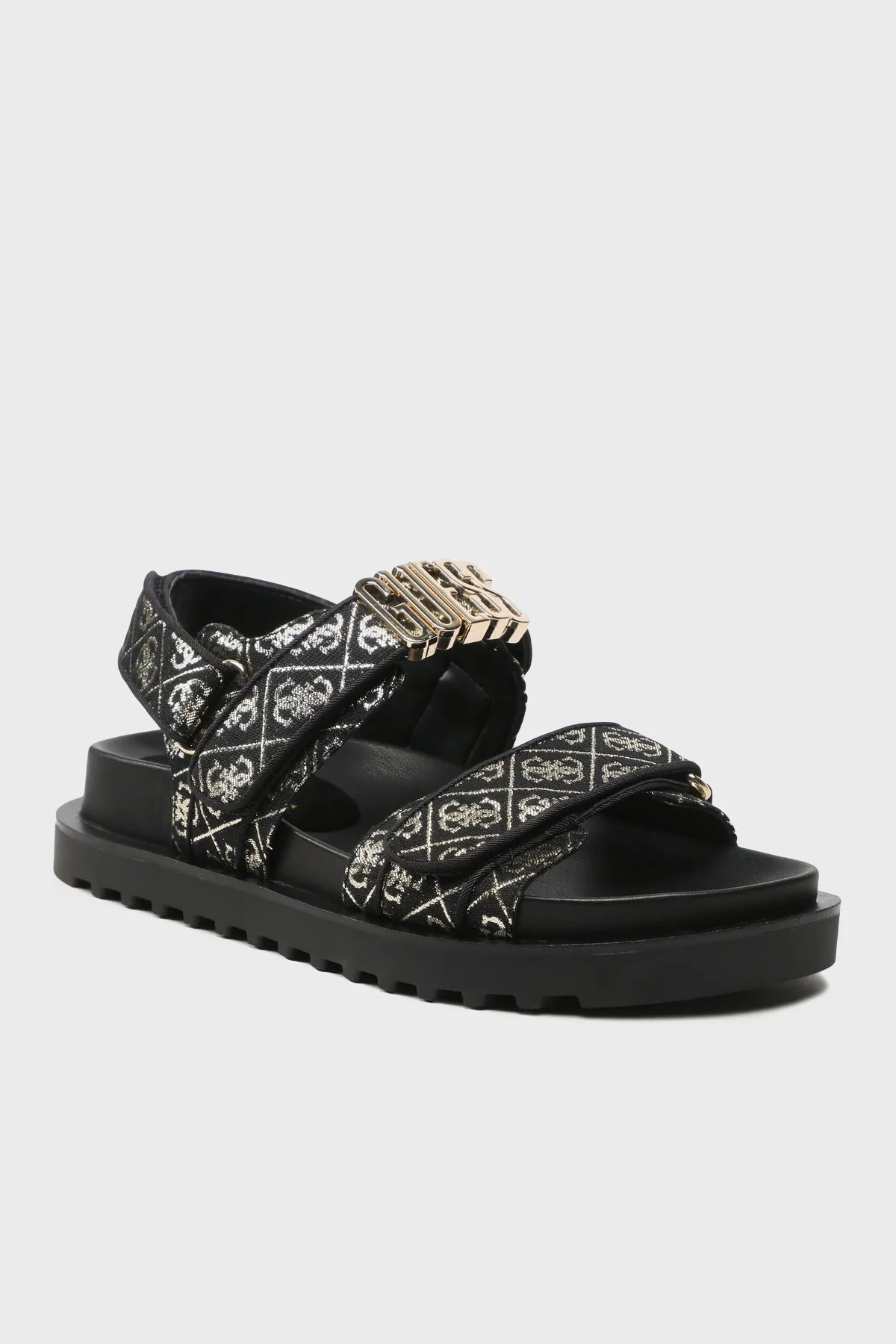 Guess Fabelis Logolu FL6FBSFAL03 Bayan Sandalet FL6FBS FAL03 BLKPL SİYAH-GOLD - 1