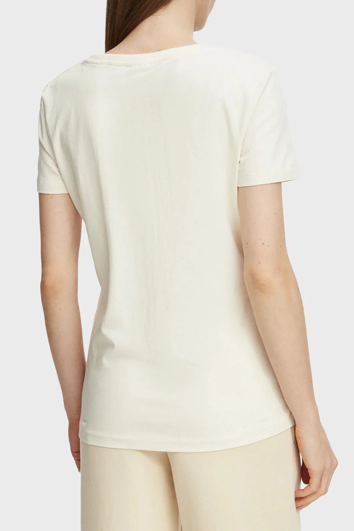 Guess Fabrizia Logolu Pamuklu Bisiklet Yaka V6BI19K6749 Kadın T Shirt V6BI19 K6749 G012 Beyaz - 3