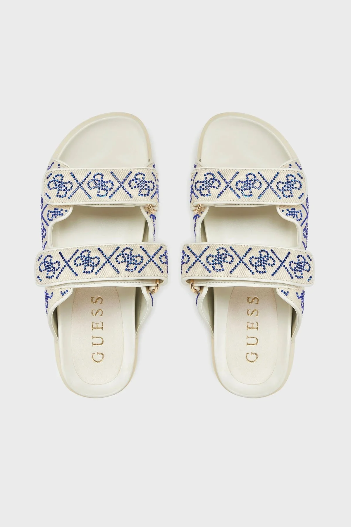 Guess Fadeliza 4G Taş Logolu Cırt Cırtlı FLJFDZFAB19 Bayan Terlik FLJFDZ FAB19 CREAM KREM-LACIVERT - 3