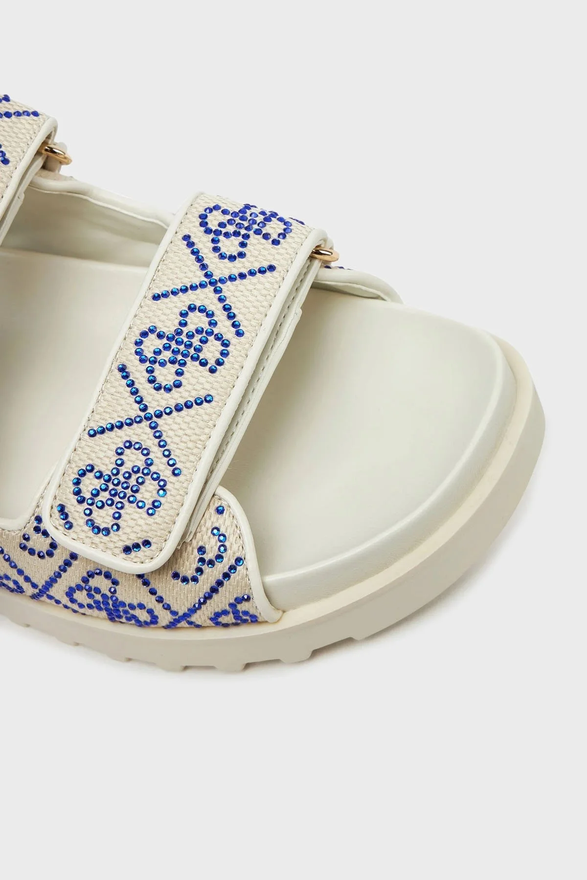 Guess Fadeliza 4G Taş Logolu Cırt Cırtlı FLJFDZFAB19 Bayan Terlik FLJFDZ FAB19 CREAM KREM-LACIVERT - 5