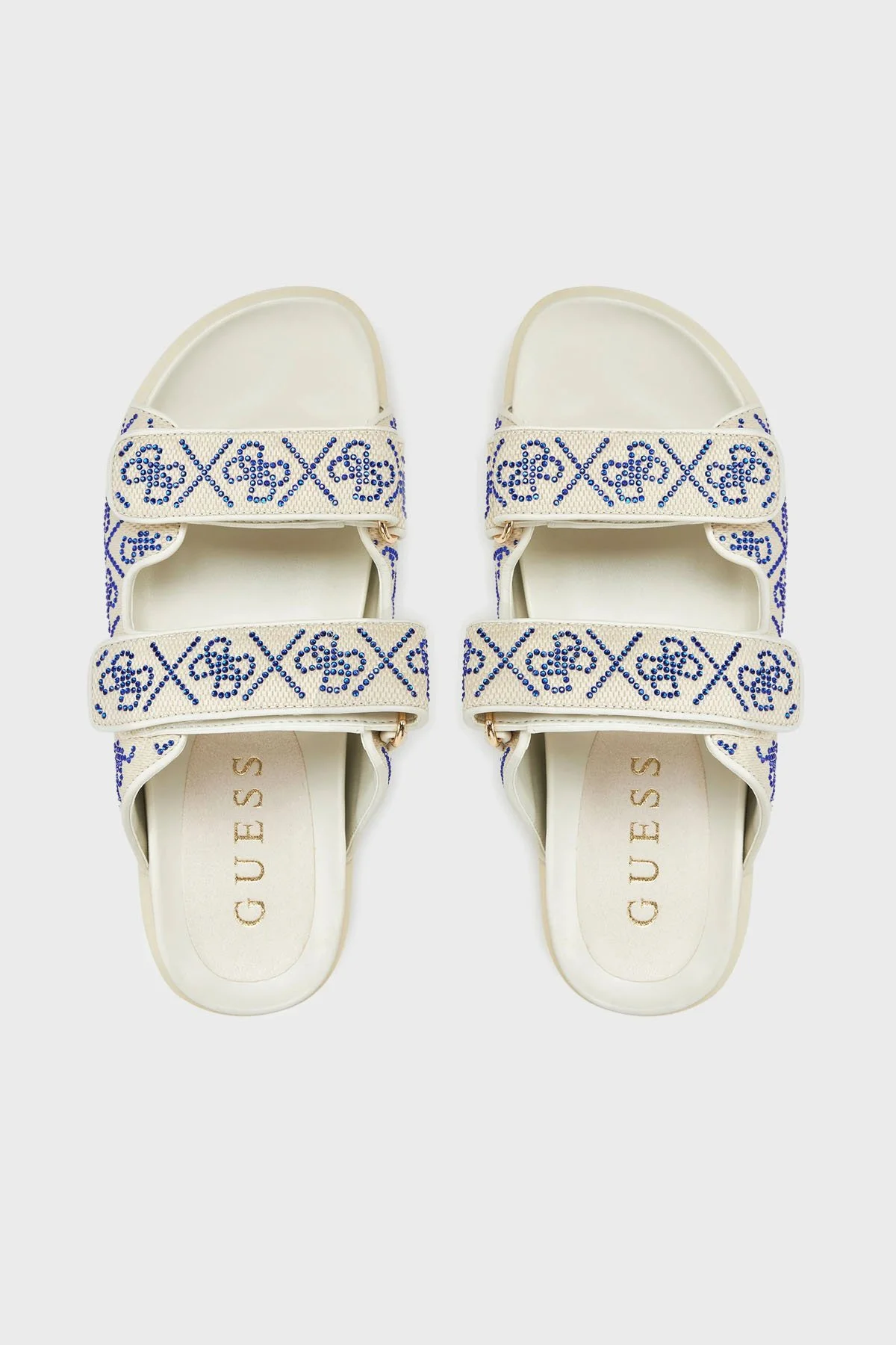 Guess Fadeliza 4G Taş Logolu Cırt Cırtlı FLJFDZFAB19 Kadın Terlik FLJFDZ FAB19 CREAM KREM-LACIVERT - 3