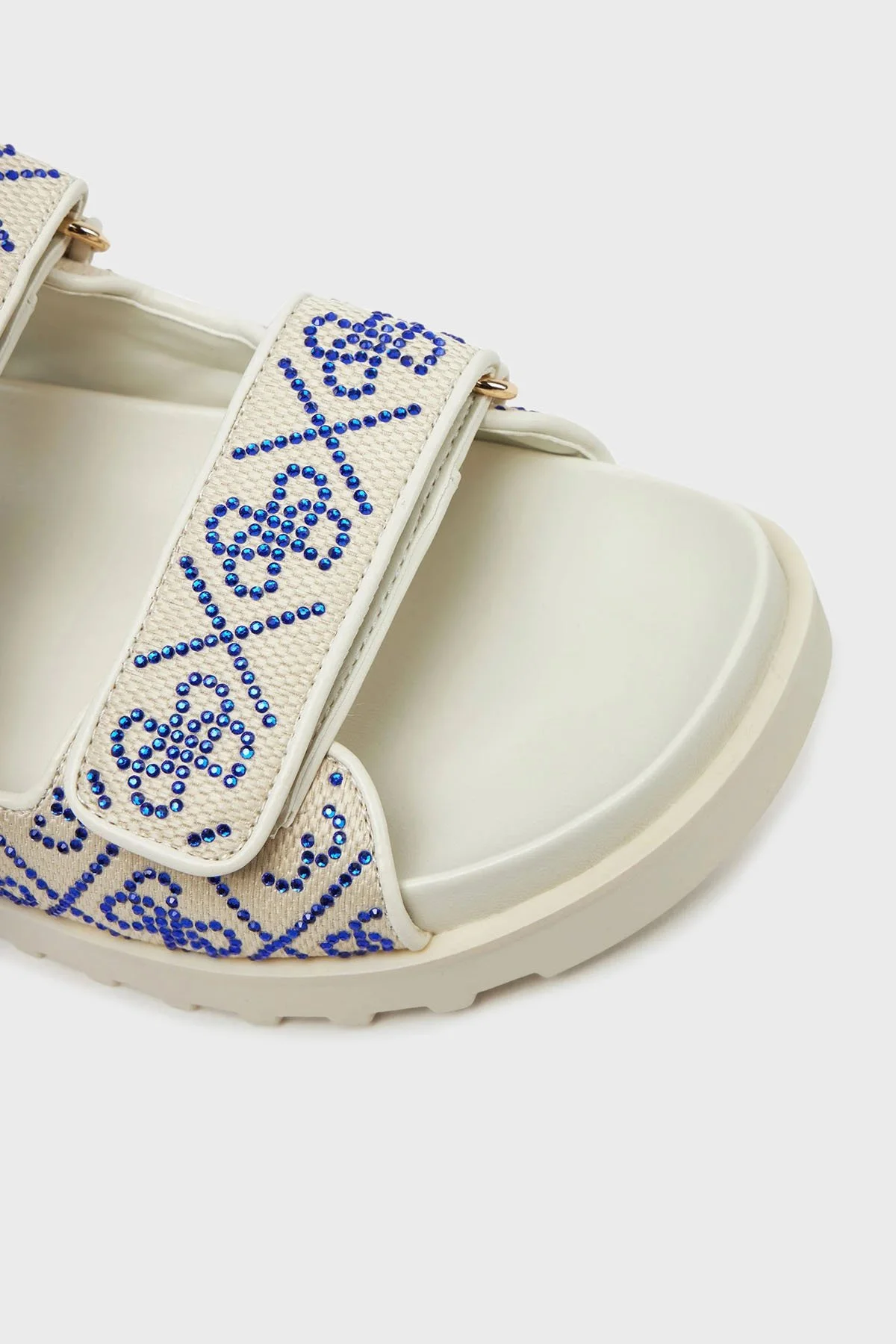 Guess Fadeliza 4G Taş Logolu Cırt Cırtlı FLJFDZFAB19 Kadın Terlik FLJFDZ FAB19 CREAM KREM-LACIVERT - 5