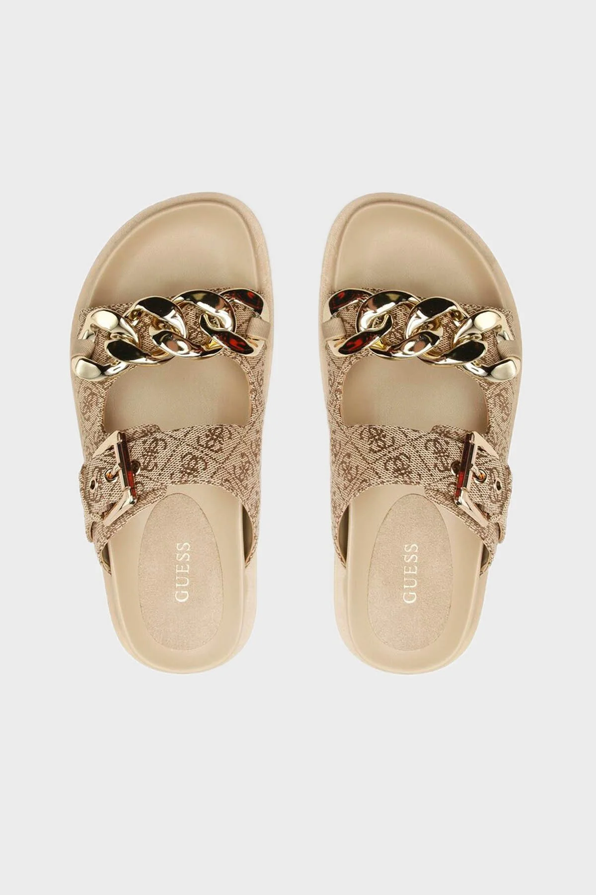 Guess Fatema 4G Logolu Zincir Detaylı FL6FT2FAL03 Kadın Terlik FL6FT2 FAL03 BEIBR BEJ - 3
