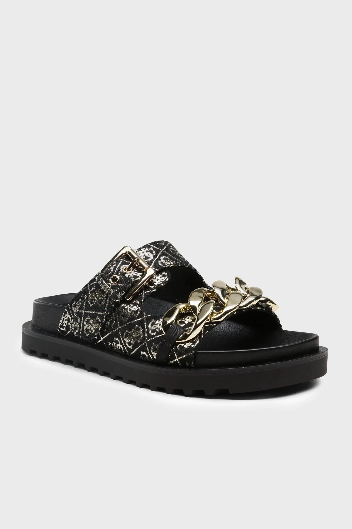 Guess Fatema Logolu FL6FATFAL03 Kadın Terlik FL6FAT FAL03 BLKPL SİYAH-GOLD - 6