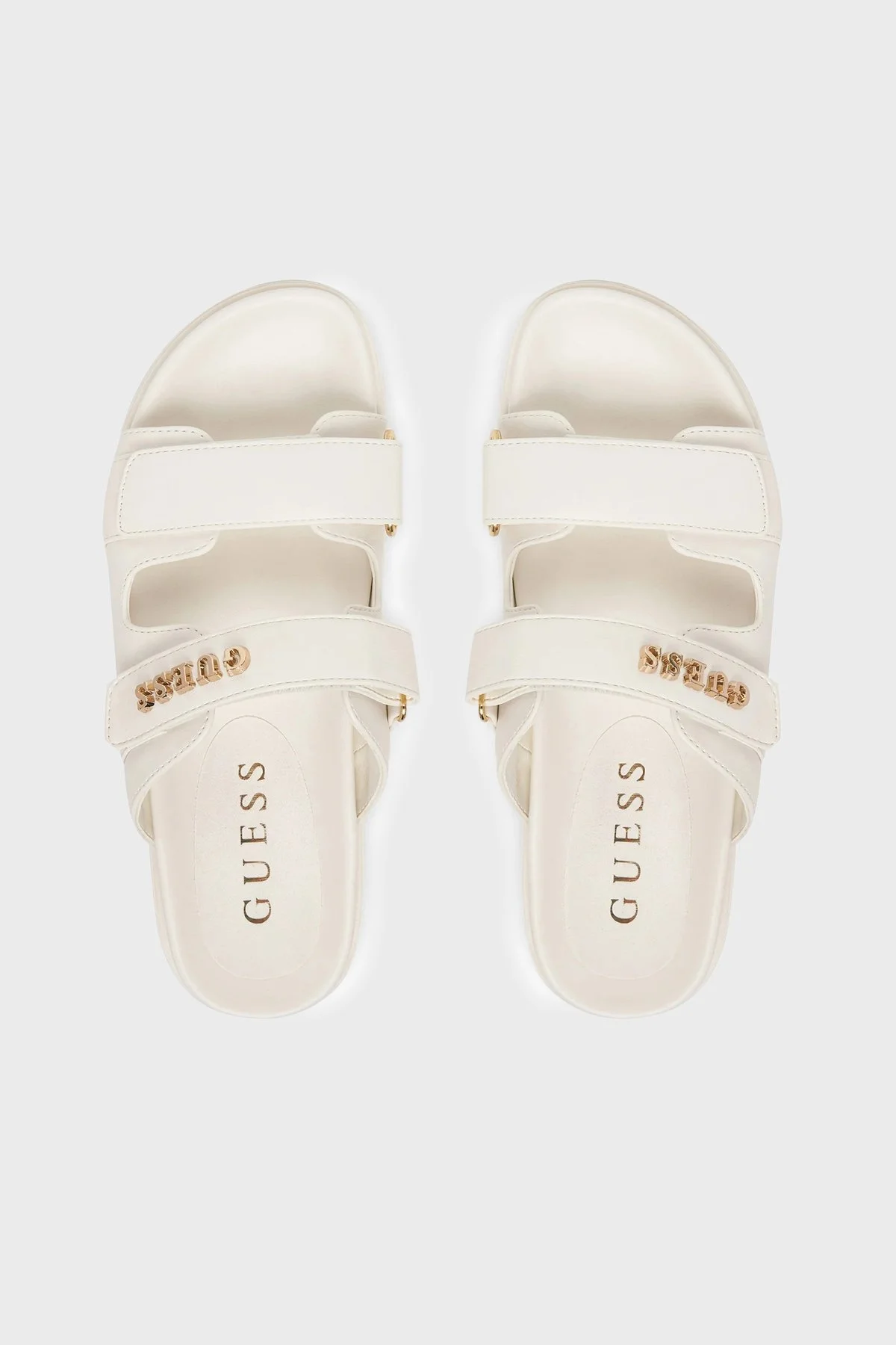 Guess Faxon Logolu Kalın Tabanlı FLJFAXELE03 Bayan Sandalet FLJFAX ELE03 CREAM BEYAZ - 3