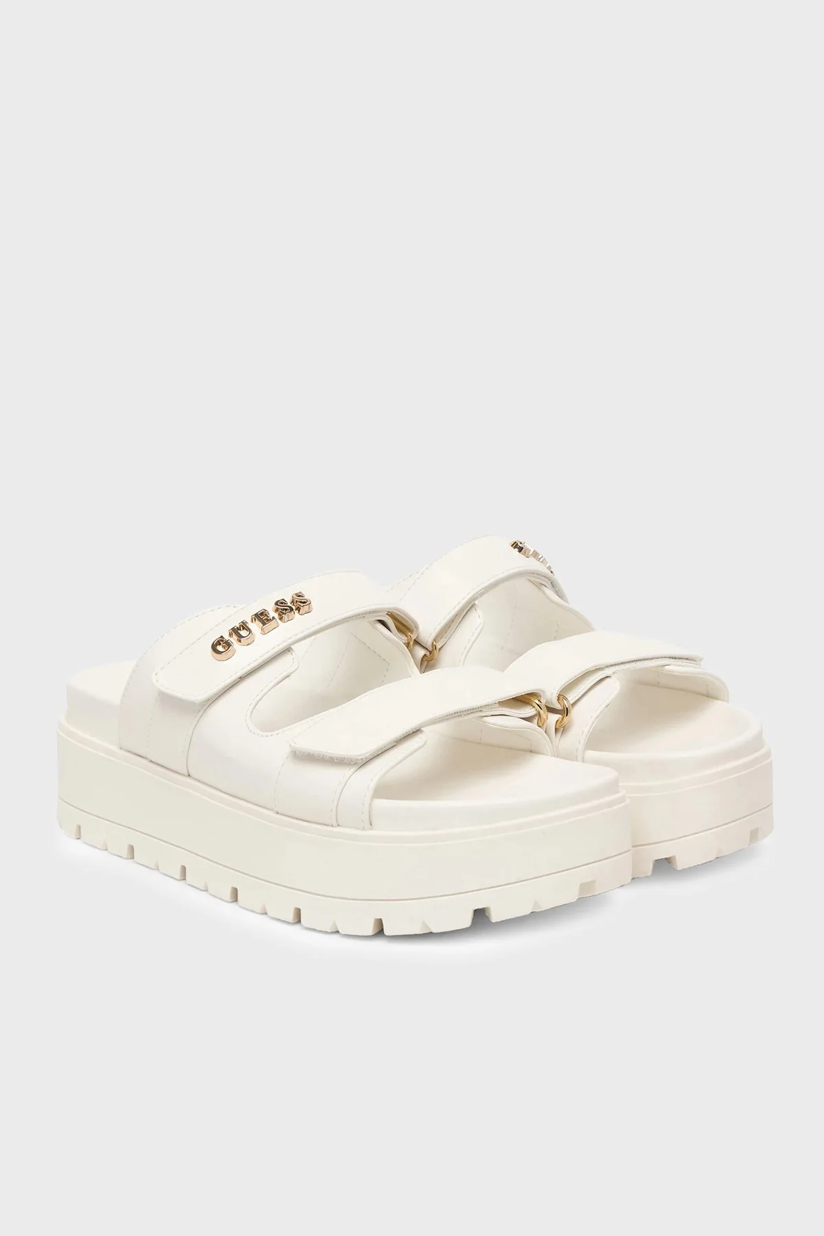 Guess Faxon Logolu Kalın Tabanlı FLJFAXELE03 Kadın Sandalet FLJFAX ELE03 CREAM BEYAZ - 2