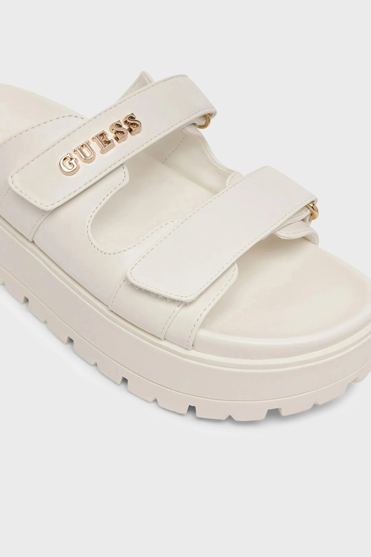 Guess Faxon Logolu Kalın Tabanlı FLJFAXELE03 Kadın Sandalet FLJFAX ELE03 CREAM BEYAZ - 4