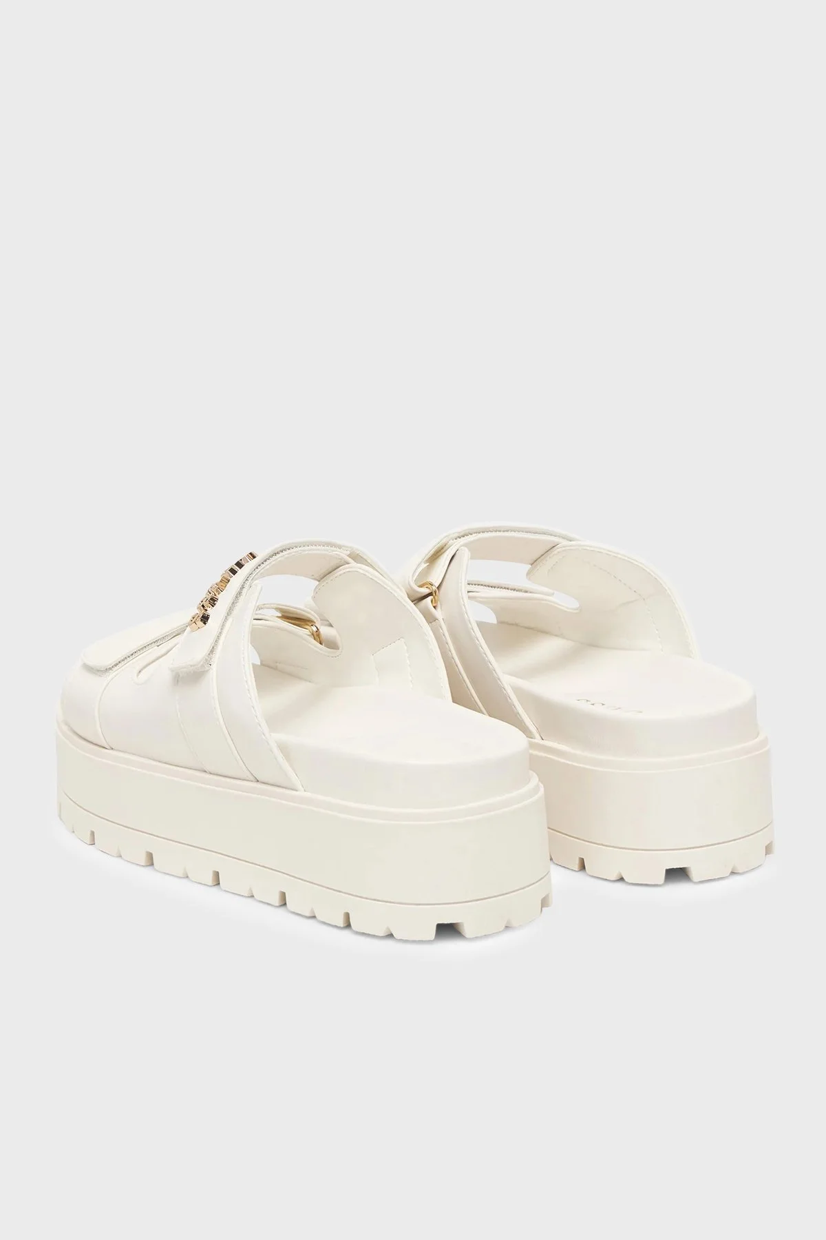 Guess Faxon Logolu Kalın Tabanlı FLJFAXELE03 Kadın Sandalet FLJFAX ELE03 CREAM BEYAZ - 5