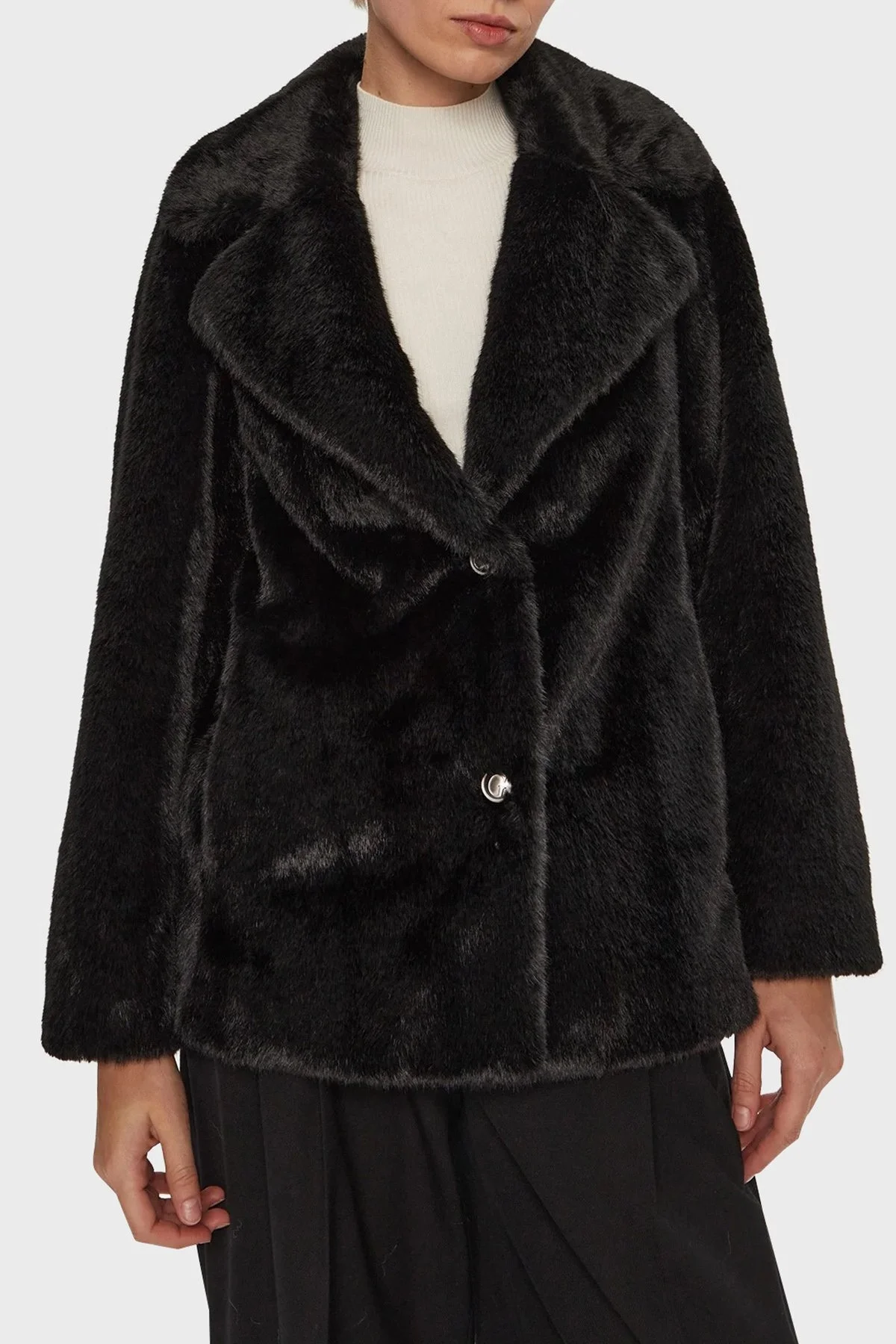 Guess Filomena Yumuşak Tüylü Regular Fit Apaş Yaka W4BL04WGHO0 Bayan Ceket W4BL04 WGHO0 JBLK SİYAH - 7