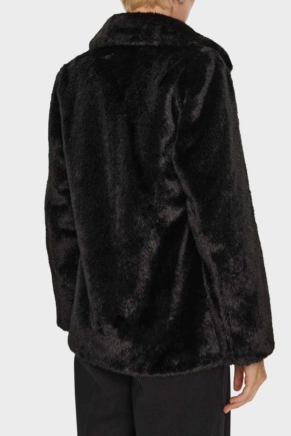 Guess Filomena Yumuşak Tüylü Regular Fit Apaş Yaka W4BL04WGHO0 Bayan Ceket W4BL04 WGHO0 JBLK SİYAH - 8