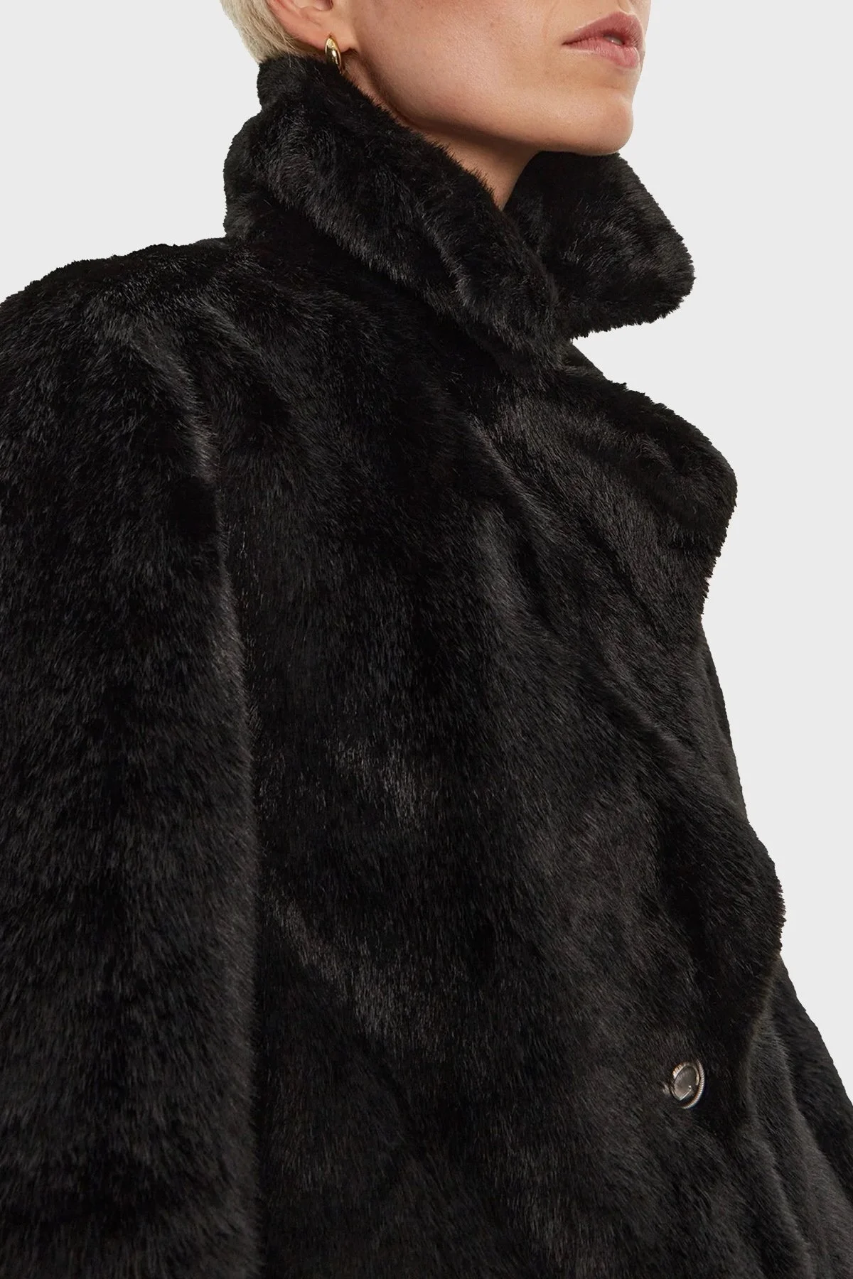 Guess Filomena Yumuşak Tüylü Regular Fit Apaş Yaka W4BL04WGHO0 Bayan Ceket W4BL04 WGHO0 JBLK SİYAH - 11