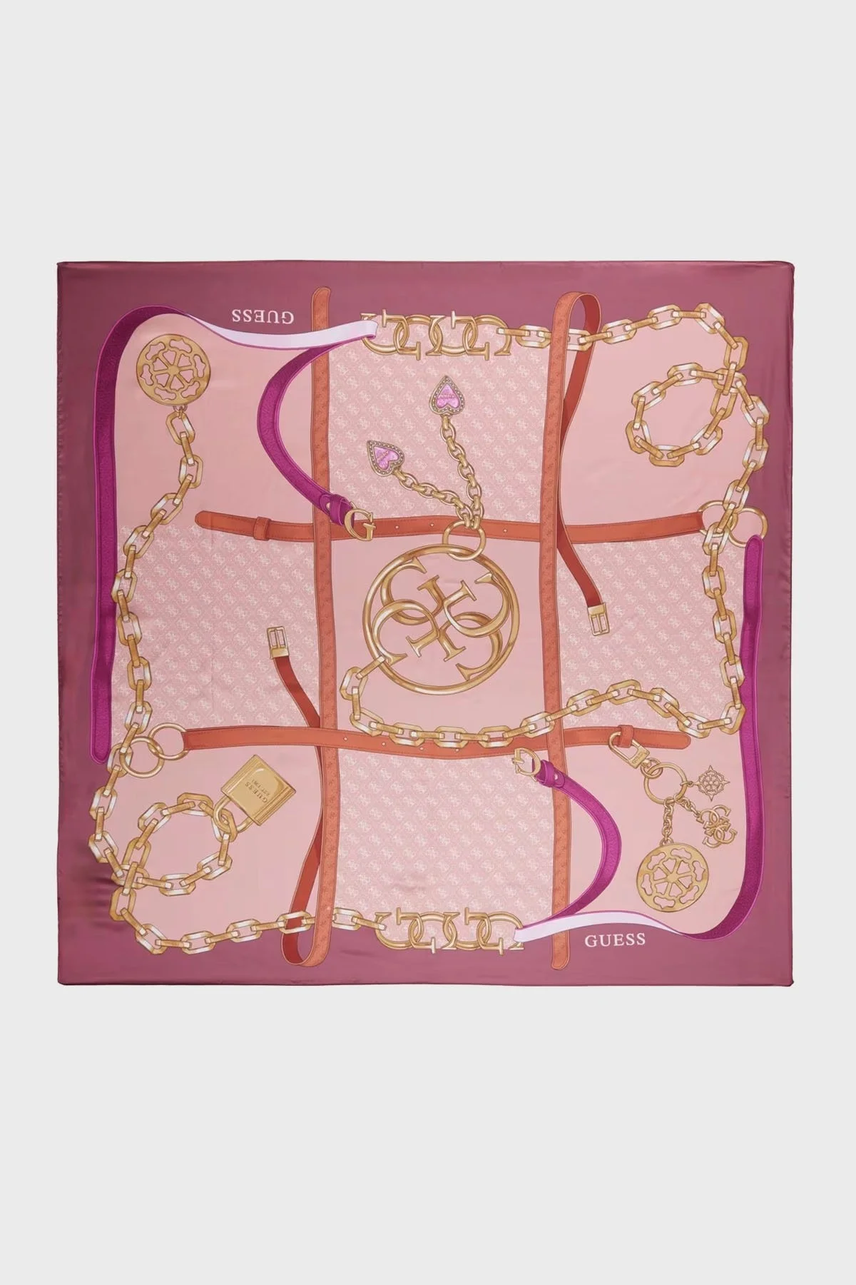 Guess Foulard 4G Logo Baskılı 125 x 125 cm AW5301SIL03 Bayan Şal AW5301 SIL03 BOM PEMBE - 1