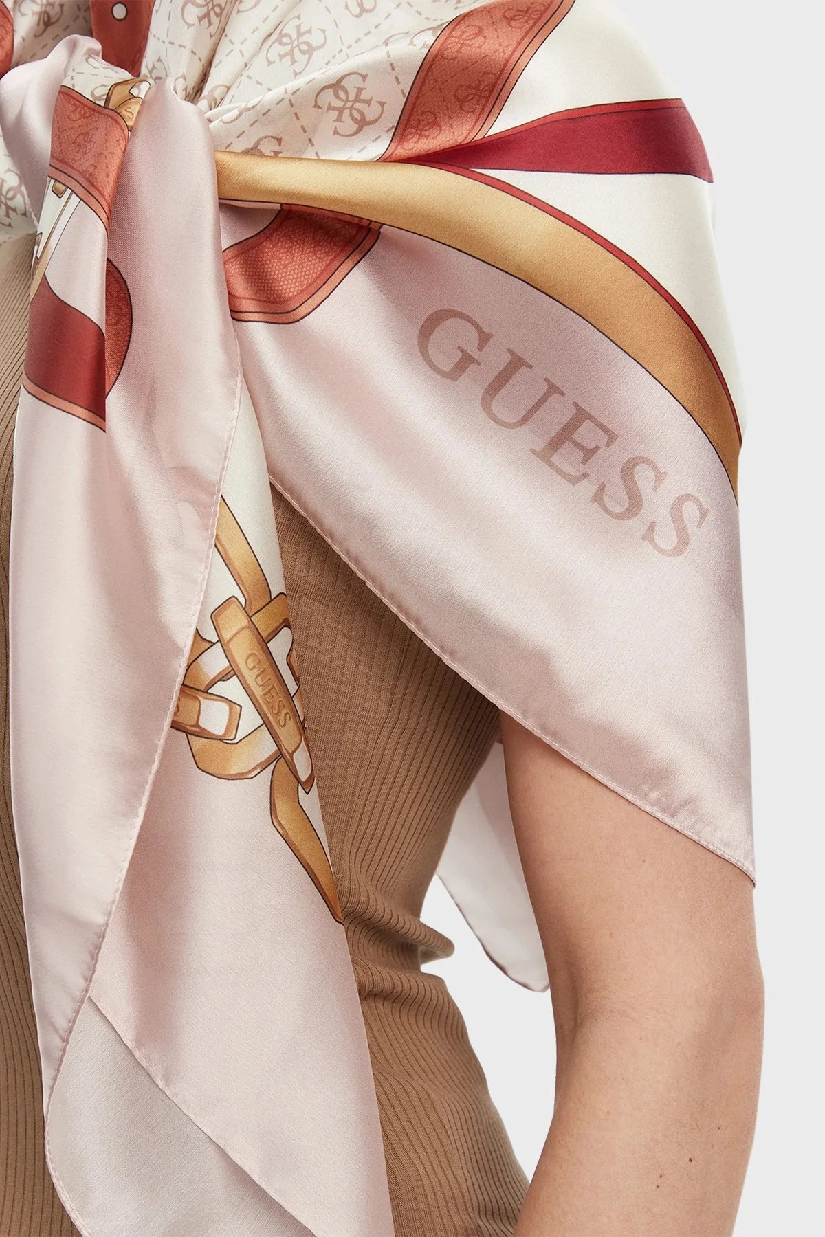 Guess Foulard 4G Logo Baskılı 125 x 125 cm AW5301SIL03 Bayan Şal AW5301 SIL03 IVO EKRU - 7