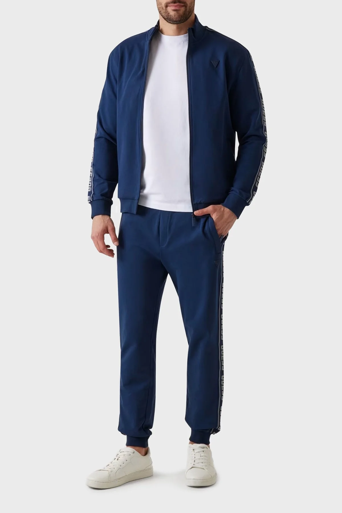 Guess Full Zip Pamuklu Regular Fit Dik Yaka Fermuarlı Z2YQ12K6ZS1 Erkek Sweat Z2YQ12 K6ZS1 G7R1 MAVİ - 8