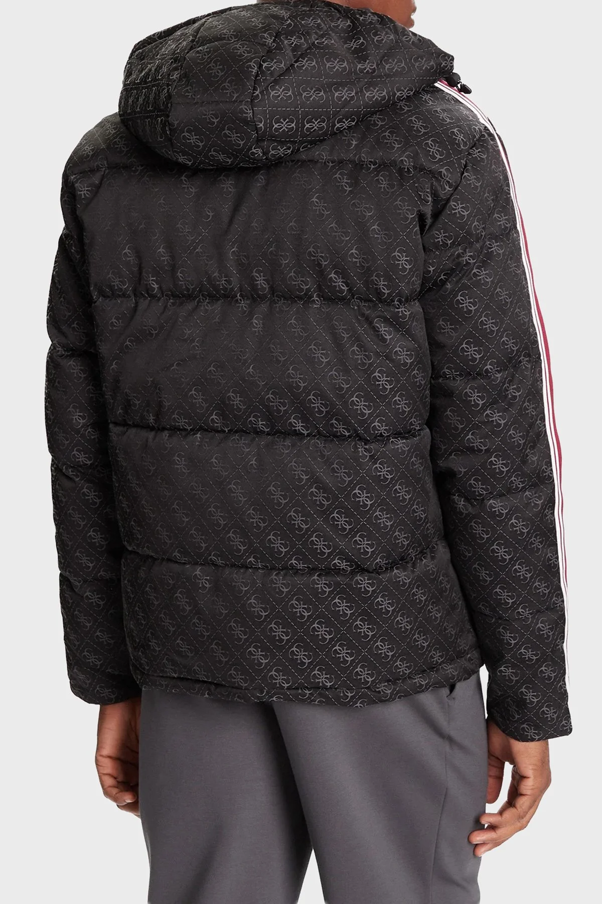 Guess Fusco 4G Logolu Şerit Detaylı Regular Fit Kapüşonlu Şişme Z5BL02WFIQ2 Erkek Mont Z5BL02 WFIQ2 FJ9Y SİYAH - 3