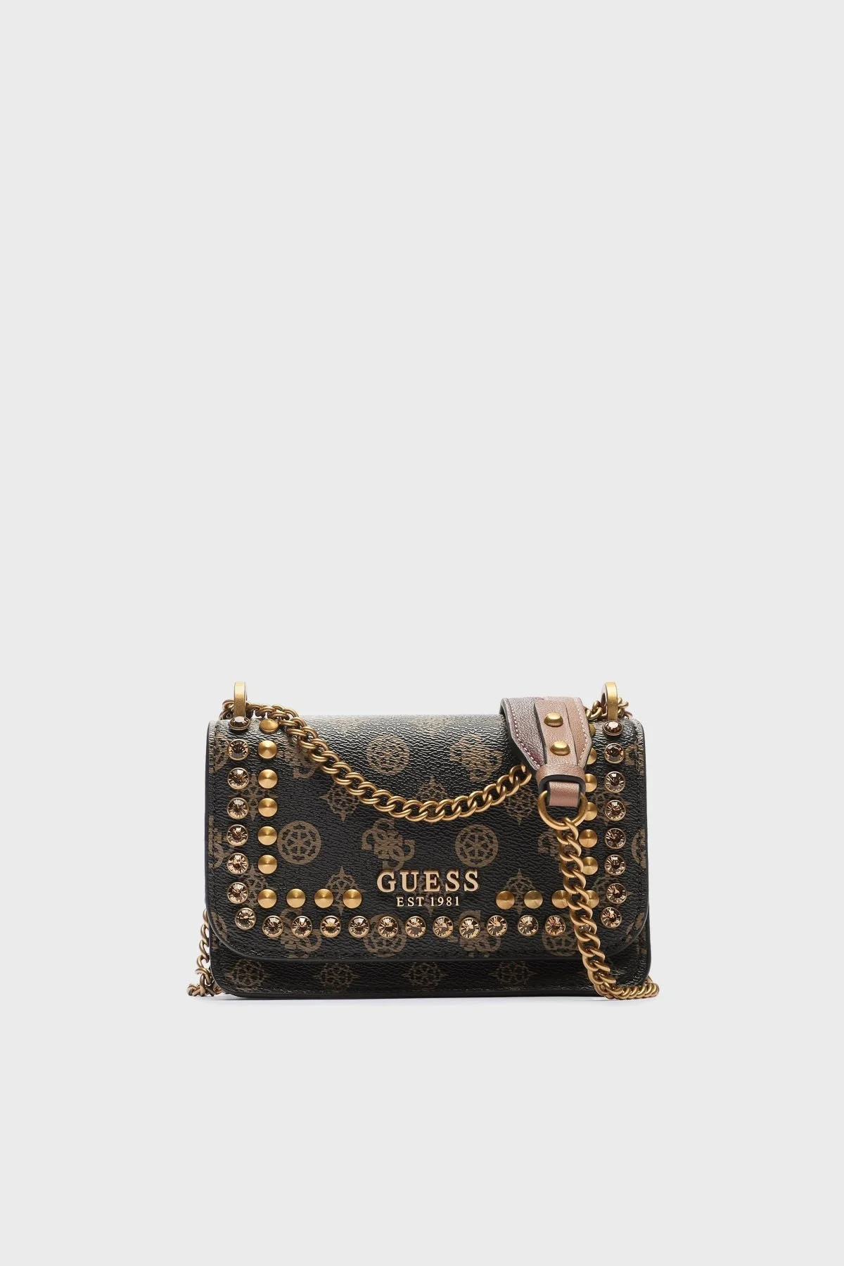 Guess Fynna Logolu Taş Detaylı Zincir Askılı Bayan Çanta HWPS8993780 MOE SİYAH - 1