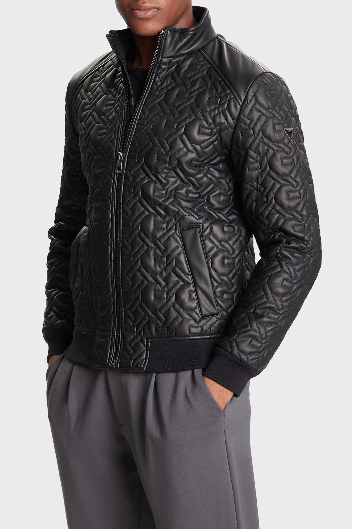 Guess G Chain Kapitoneli Regular Fit Dik Yaka Fermuarlı M5BL2EW1050 Erkek Ceket M5BL2E W1050 JBLK SİYAH - 1