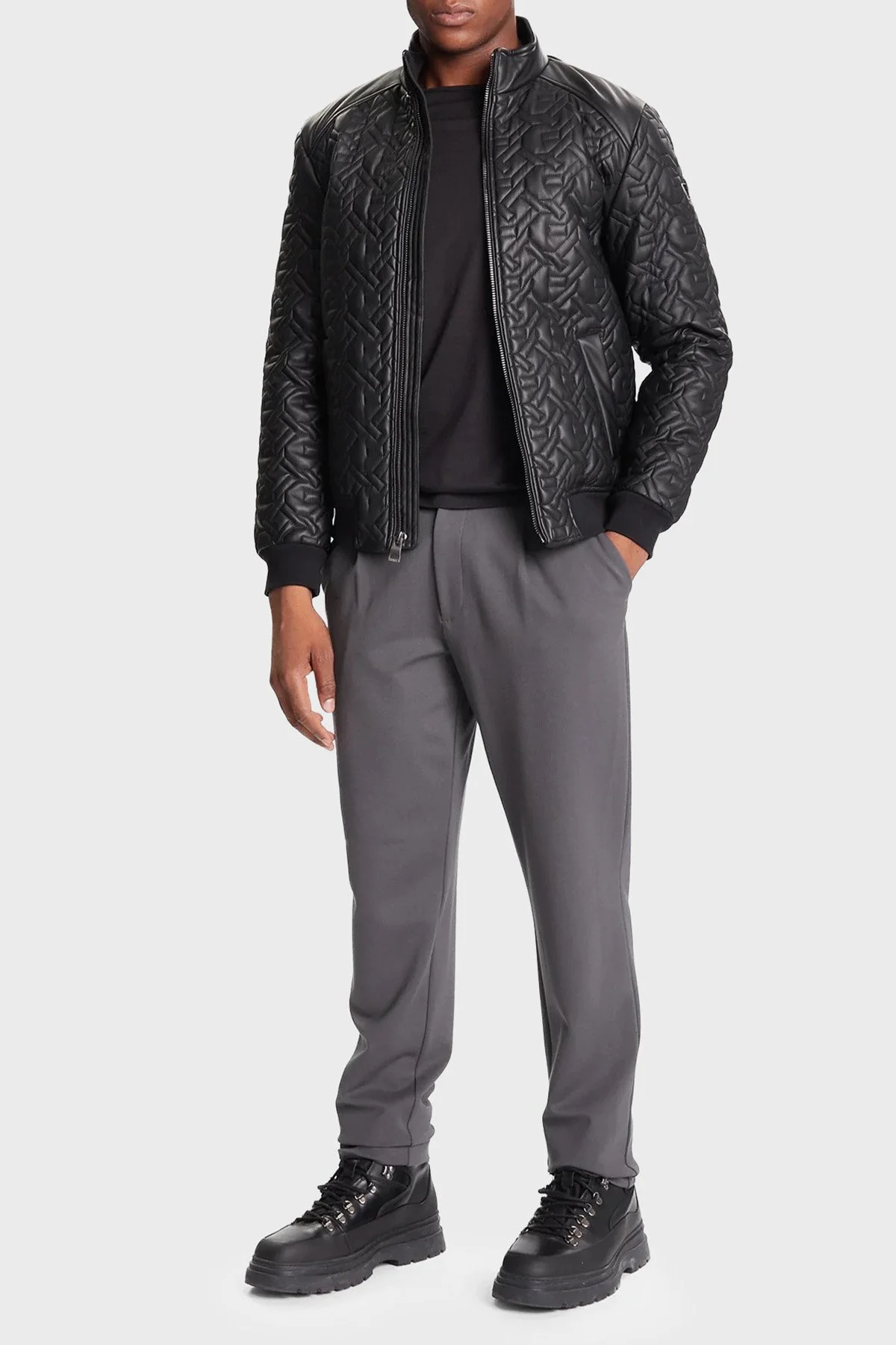 Guess G Chain Kapitoneli Regular Fit Dik Yaka Fermuarlı M5BL2EW1050 Erkek Ceket M5BL2E W1050 JBLK SİYAH - 2