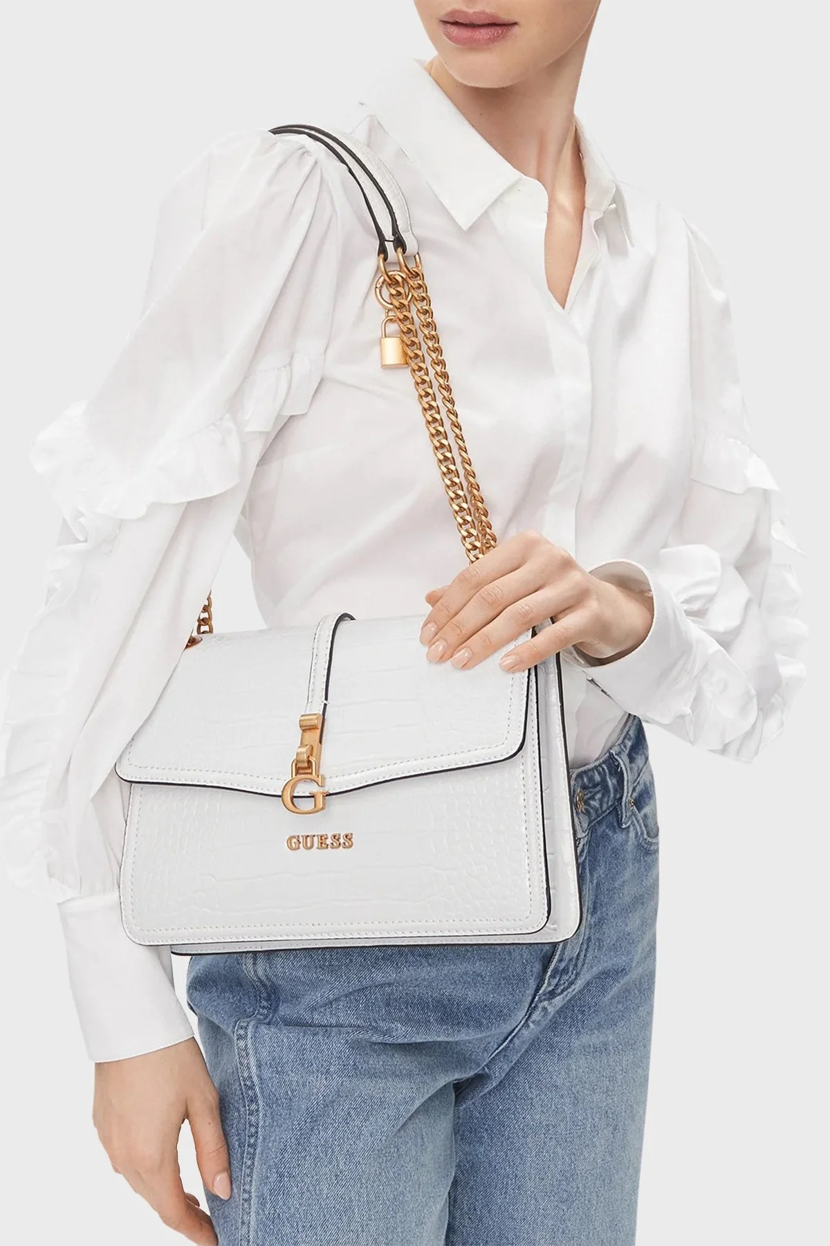 Guess G James Logolu Zincir Askılı HWCA9212210WHI Bayan Çanta HWCA9212210 WHI BEYAZ - 2