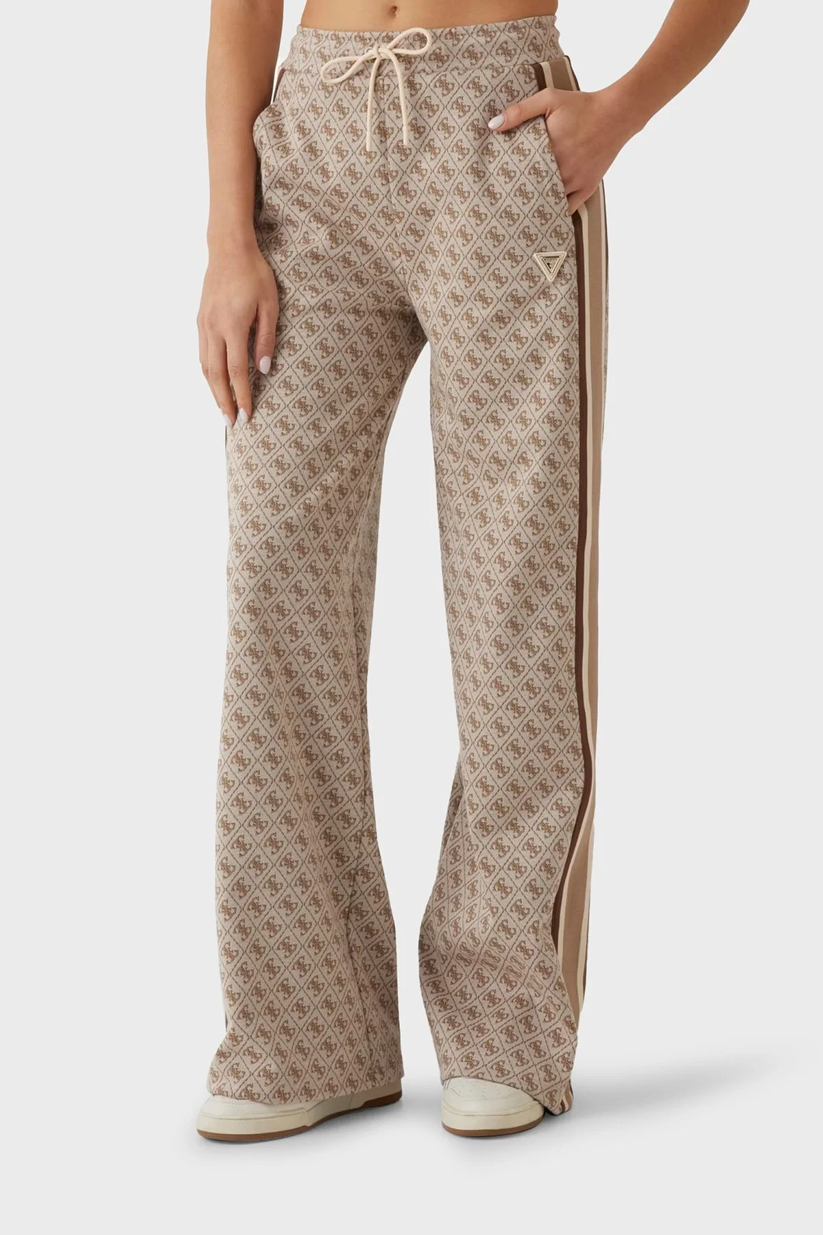 Guess G Logo Regular Fit Tamamı 4G Logolu Palazzo V5RB03KCO90 Bayan Pantolon V5RB03 KCO90 FN4T BEJ - 1