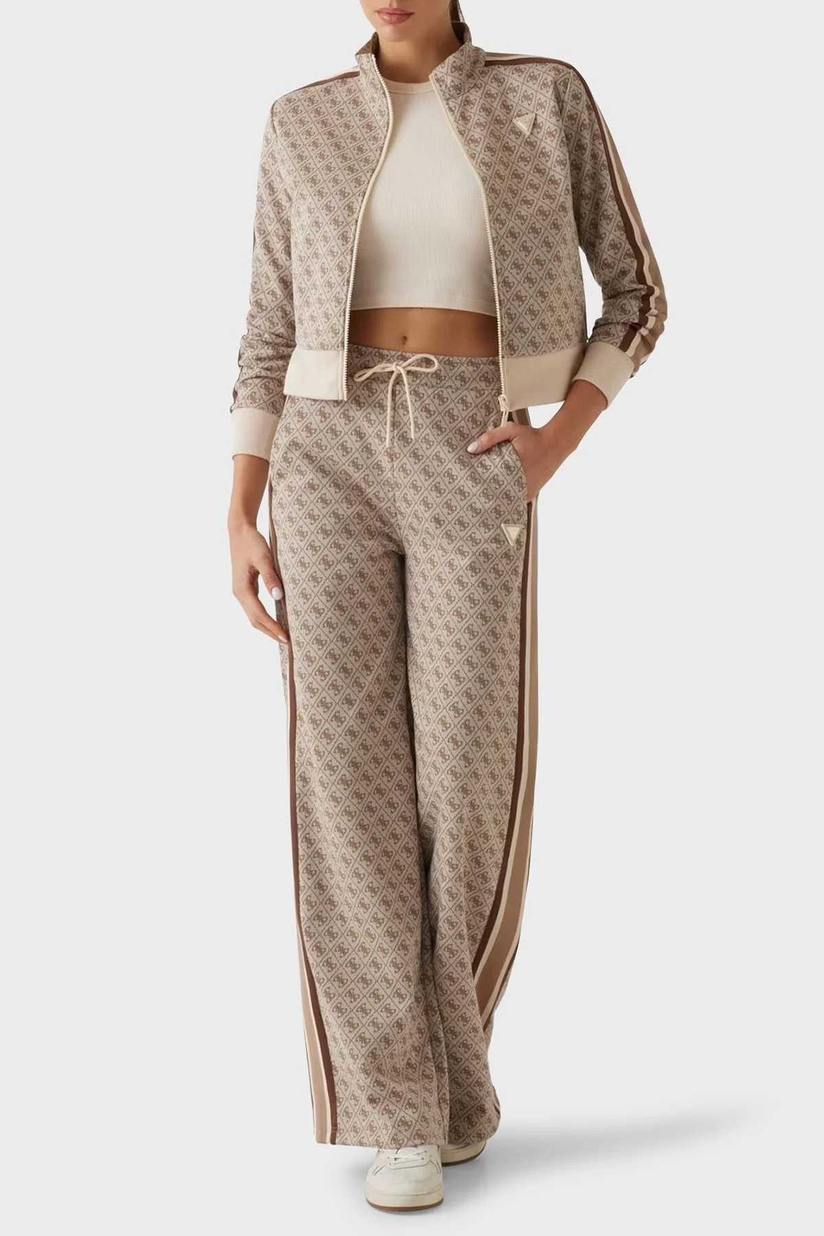 Guess G Logo Regular Fit Tamamı 4G Logolu Palazzo V5RB03KCO90 Bayan Pantolon V5RB03 KCO90 FN4T BEJ - 3