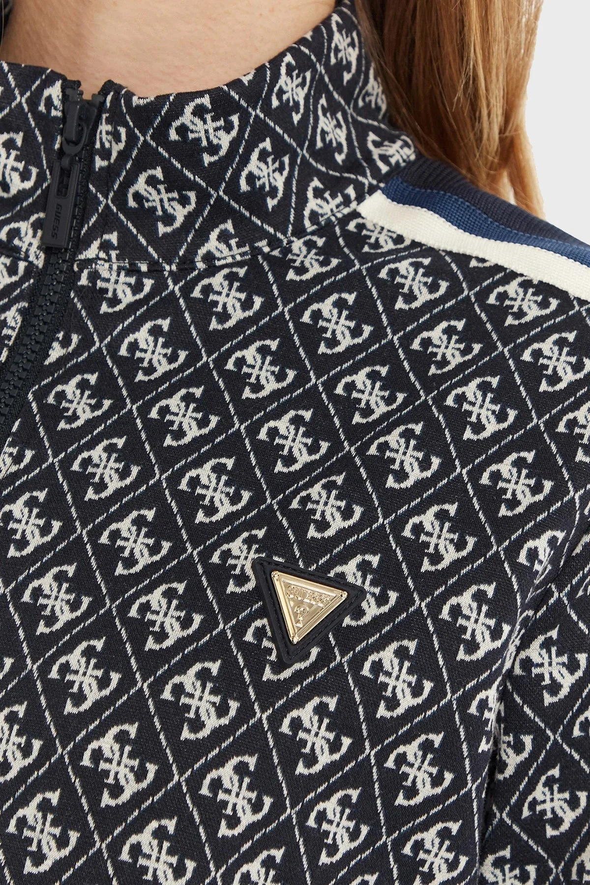 Guess G Logo Regular Fit Tamamı Logolu Dik Yaka Fermuarlı V5RQ03KCO90 Bayan Sweat V5RQ03 KCO90 FBB4 LACİVERT - 5