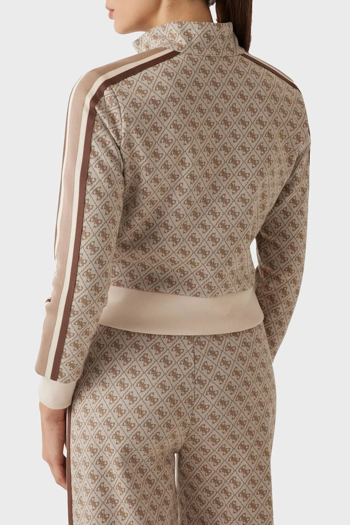 Guess G Logo Regular Fit Tamamı Logolu Dik Yaka Fermuarlı V5RQ03KCO90 Bayan Sweat V5RQ03 KCO90 FN4T BEJ - 2