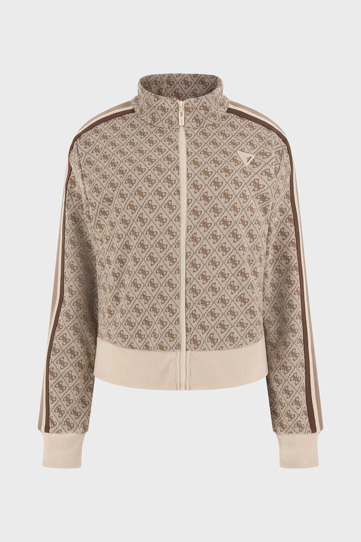 Guess G Logo Regular Fit Tamamı Logolu Dik Yaka Fermuarlı V5RQ03KCO90 Bayan Sweat V5RQ03 KCO90 FN4T BEJ - 5