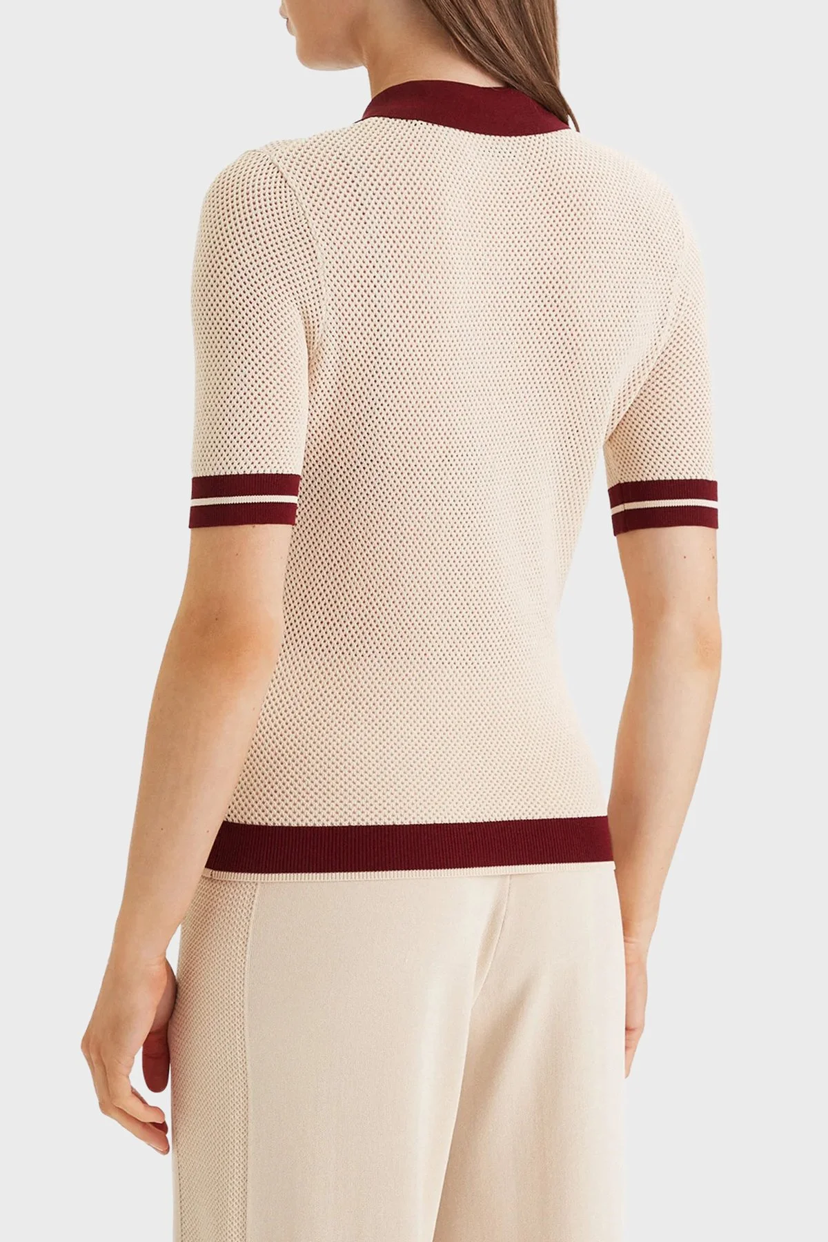 Guess Gabry Logolu Slim Fit Yarım Fermuarlı Kısa Kollu Polo Yaka V6GR04Z0725 Bayan Triko V6GR04 Z0725 G1V1 KREM - 3