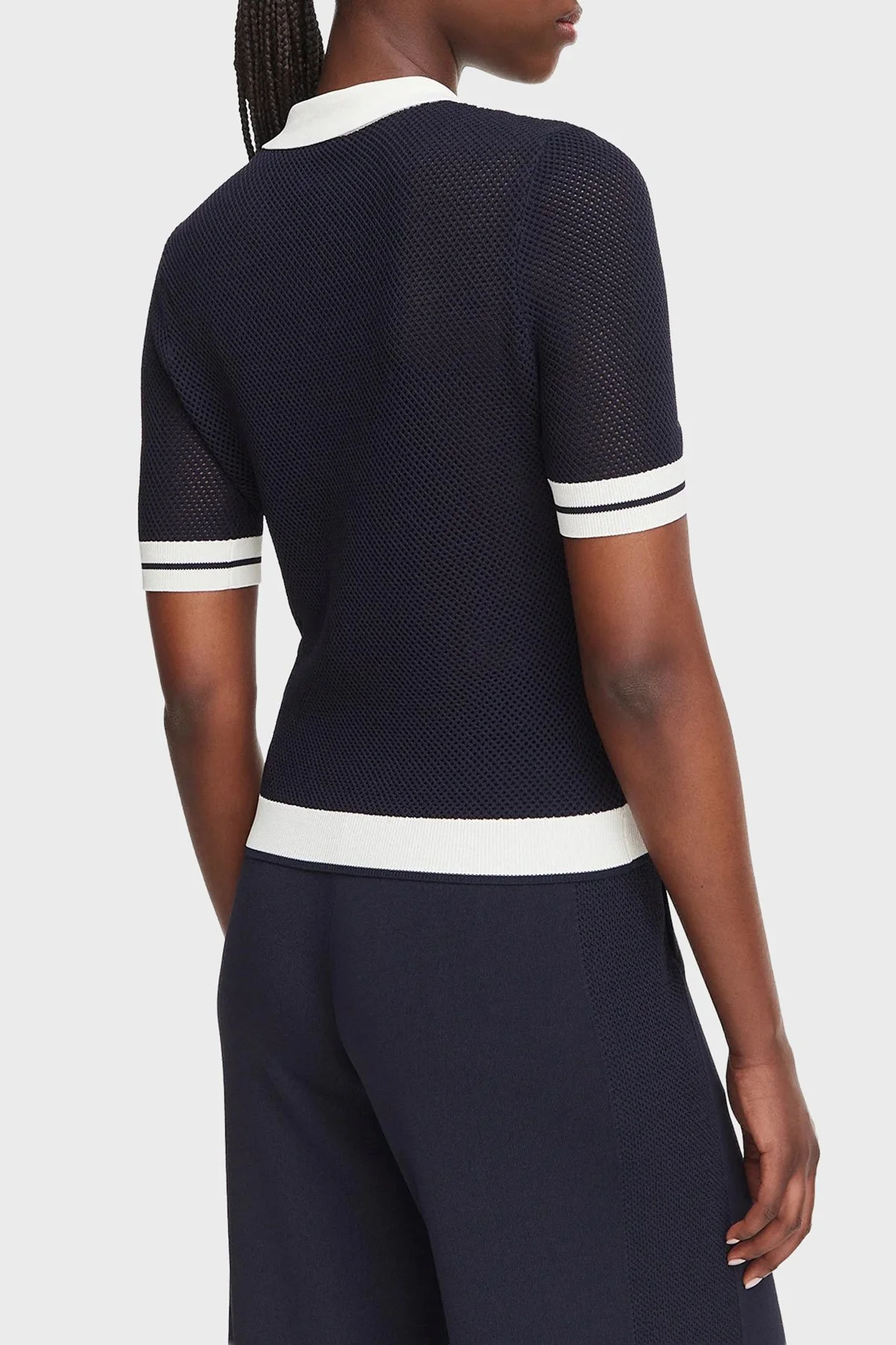 Guess Gabry Logolu Slim Fit Yarım Fermuarlı Kısa Kollu V6GR04Z0725 Kadın Polo V6GR04 Z0725 A71W Lacivert - 3