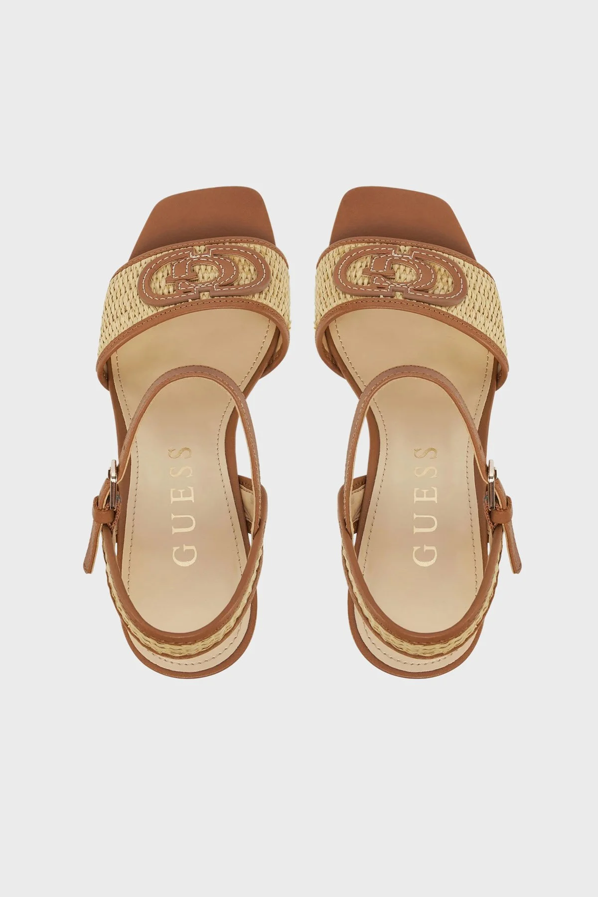 Guess Ganika Logolu Deri Karışımlı Kalın Topuklu FLJGNKFAB03 Bayan Ayakkabı FLJGNK FAB03 NATU TABA - 9